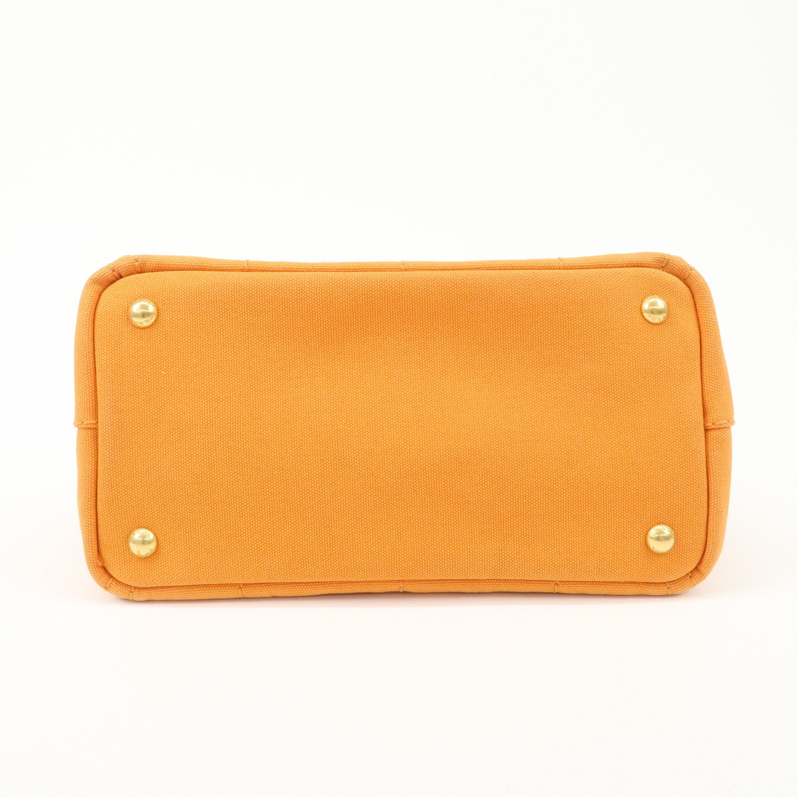 PRADA Logo Canapa Mini Canvas Tote Bag Hand Bag Orange BN2439