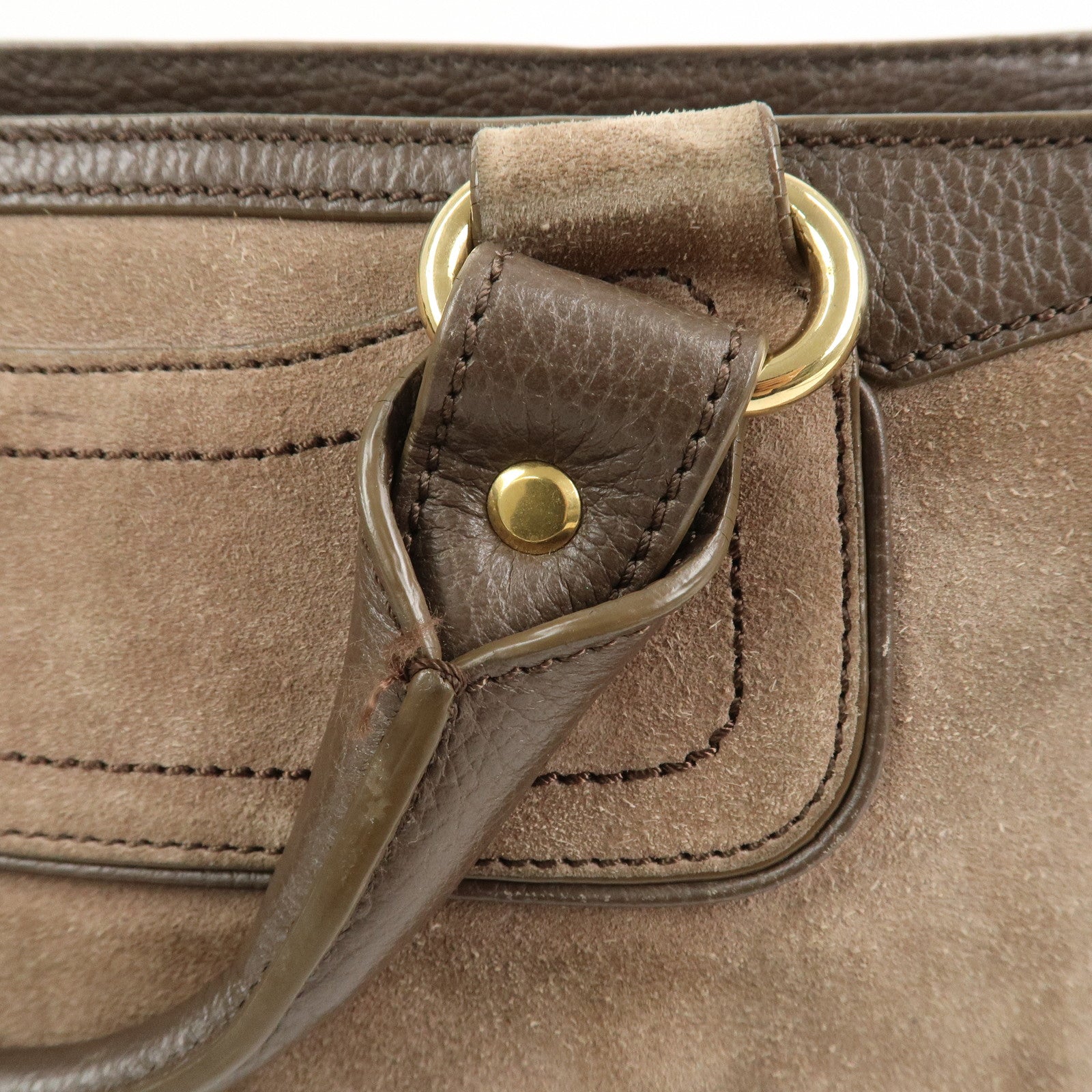 CELINE Boogie Bag Suede Leather Hand Bag Beige Brown