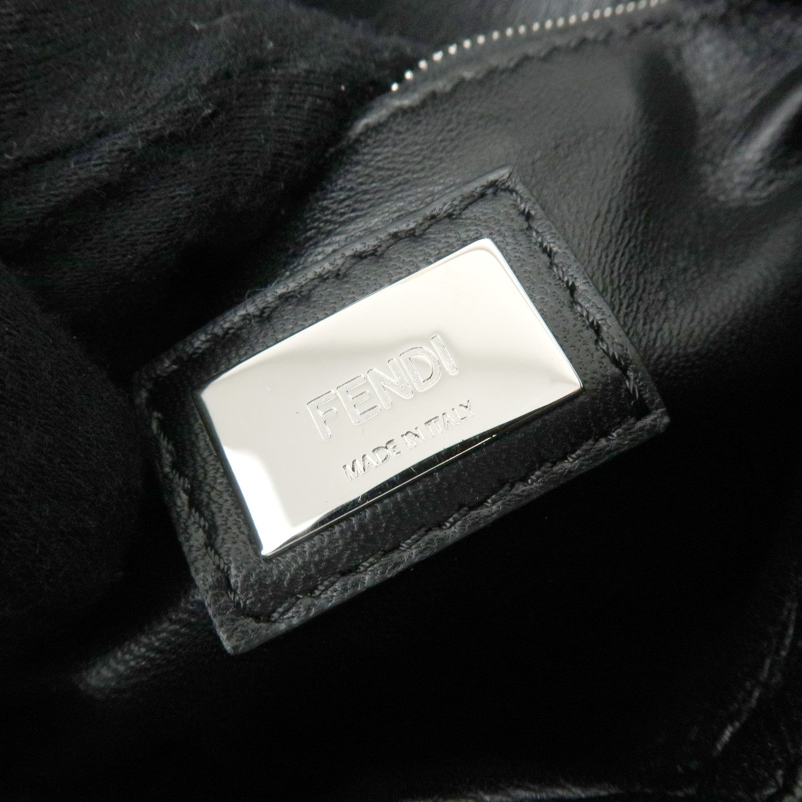 FENDI Mini Peekaboo Leather 2Way Shoulder Hand Bag Black 8BN244
