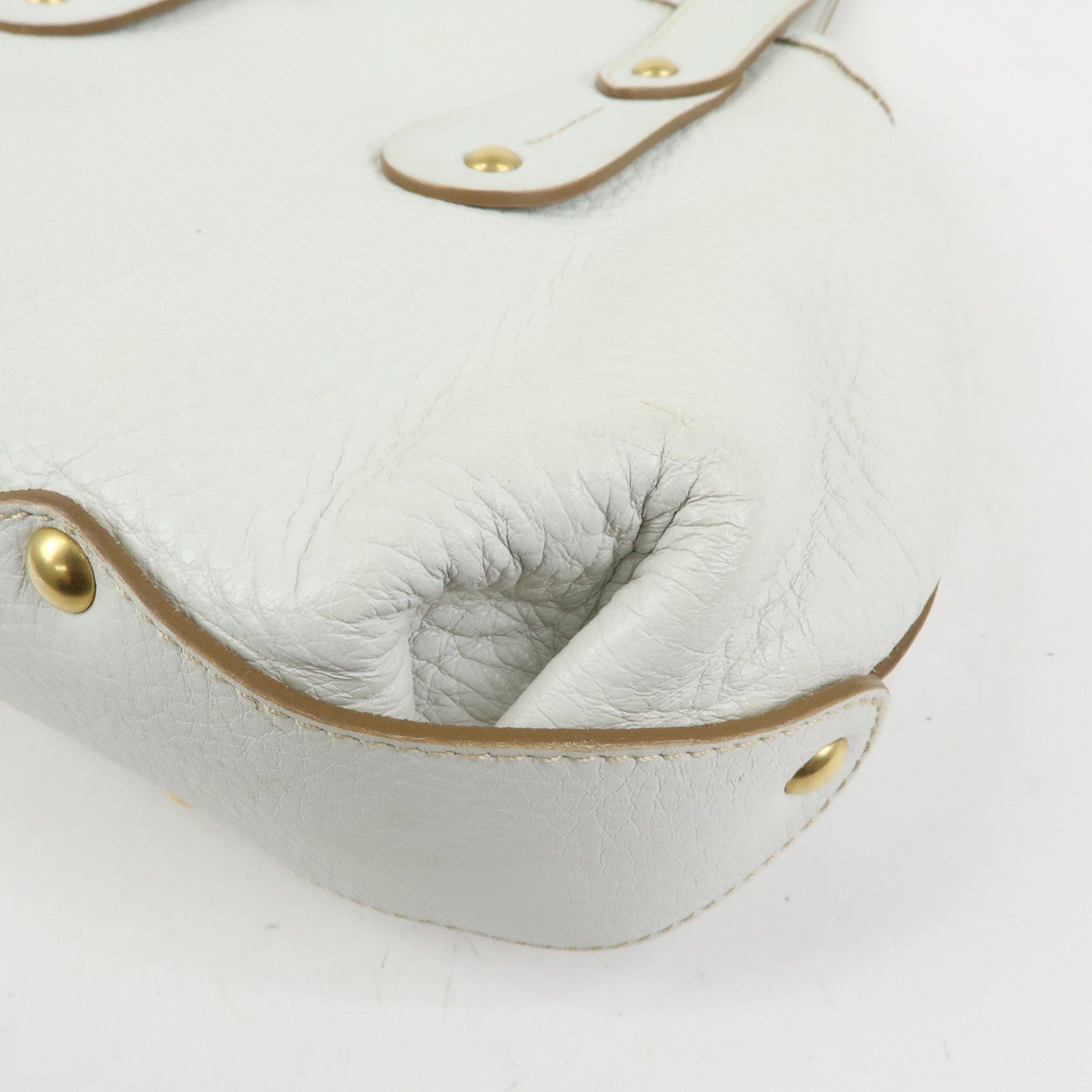 Ferragamo Logo Leather Tote Bag Hand Bag Shoulder Bag White