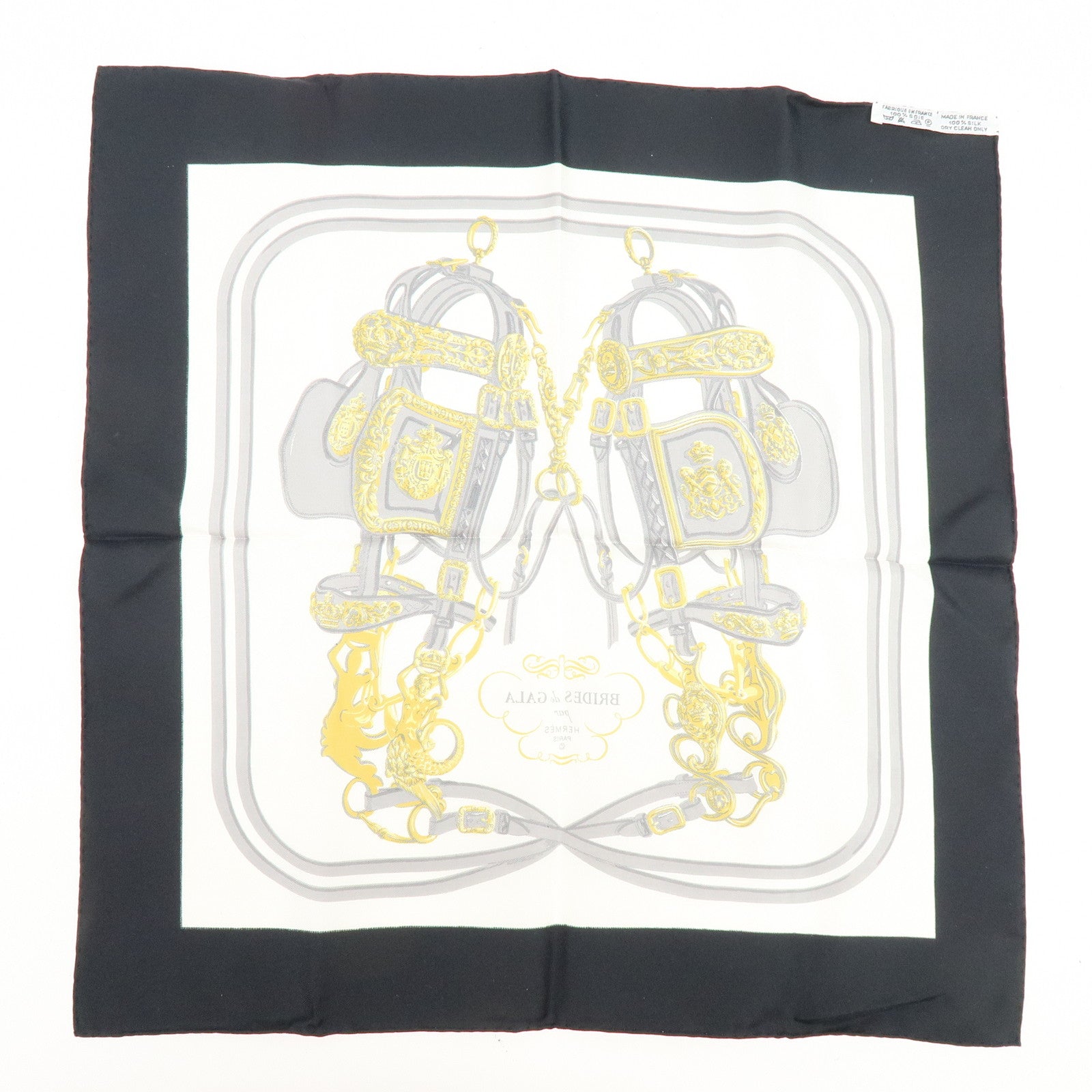 HERMES Carre 42 Set of 2 Silk 100% Scarf Orange Gold Navy