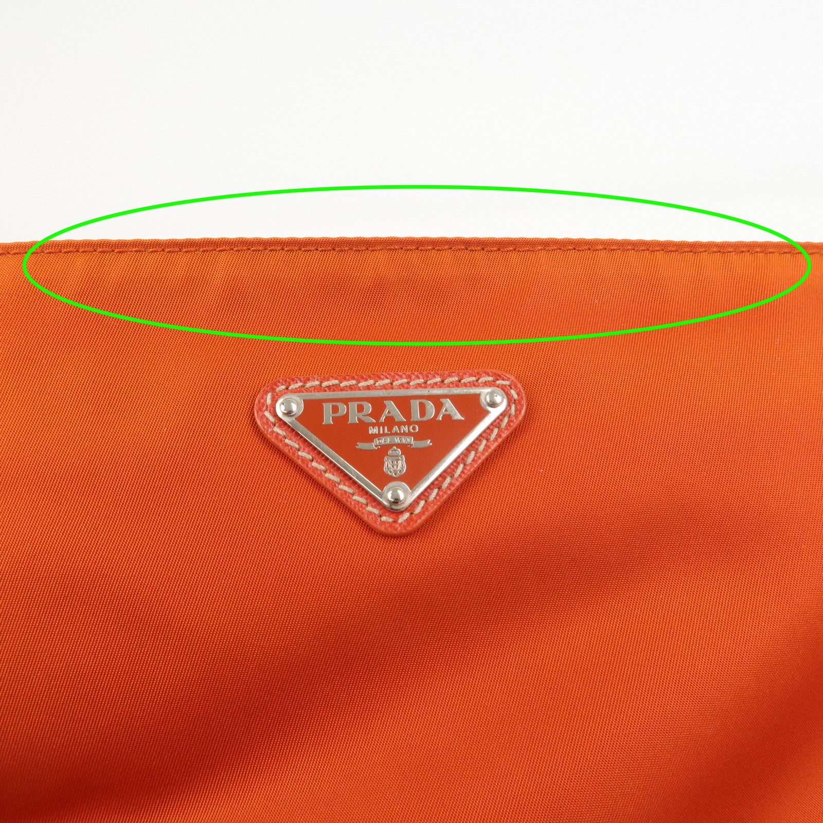 PRADA Triangle Logo Nylon Saffiano Leather Shoulder Bag Orange