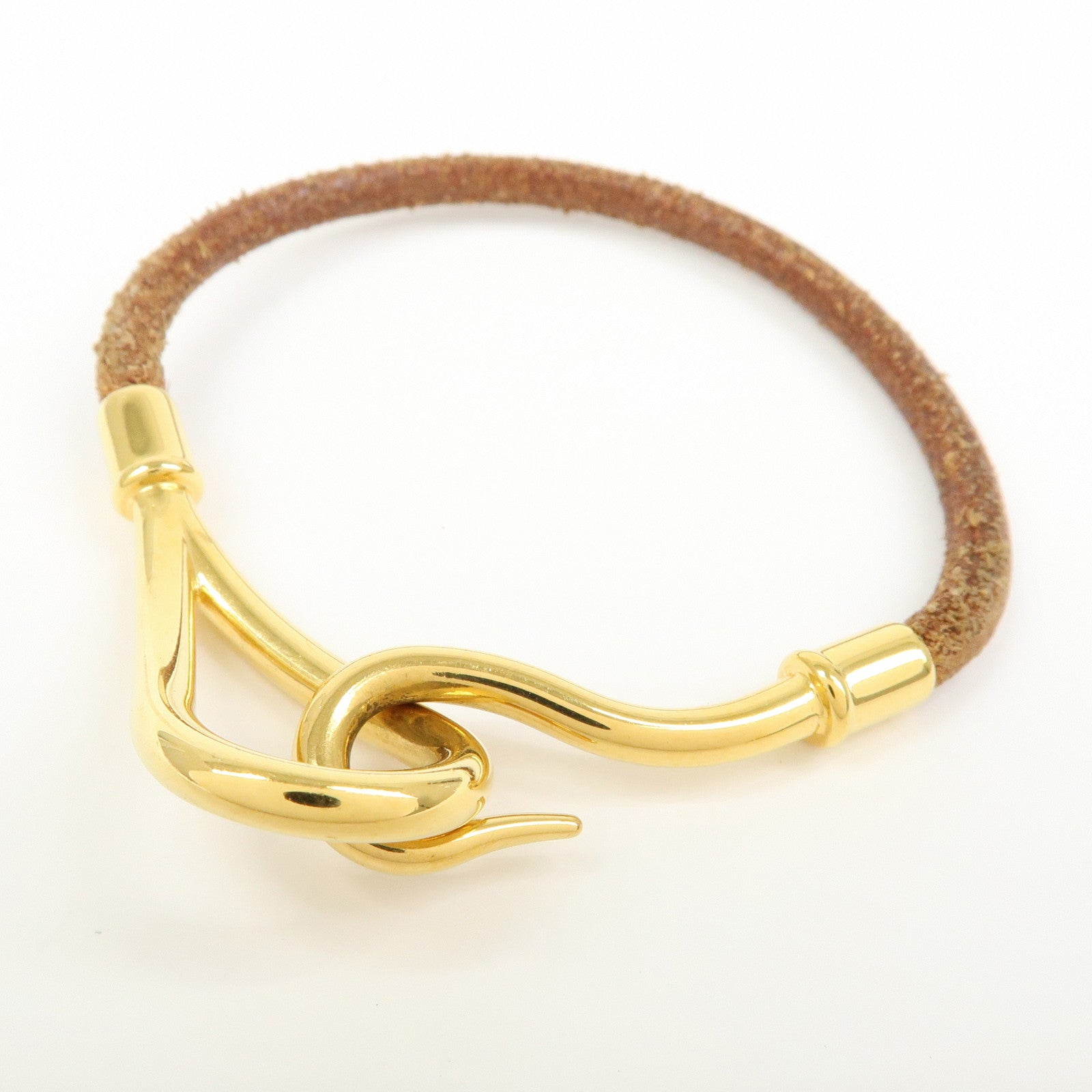 HERMES Leather Jumbo Choker Bracelet Brown