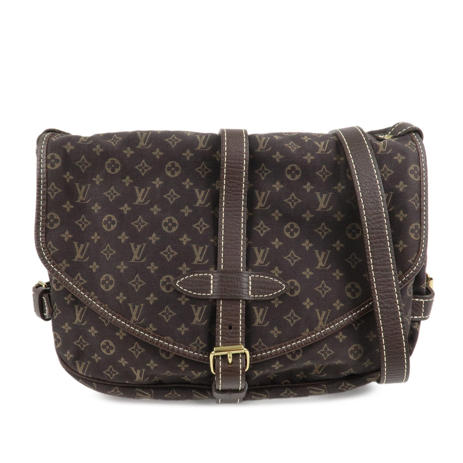 Louis Vuitton Monogram Mini Lin Saumur 30 Shoulder Bag Brown M95227
