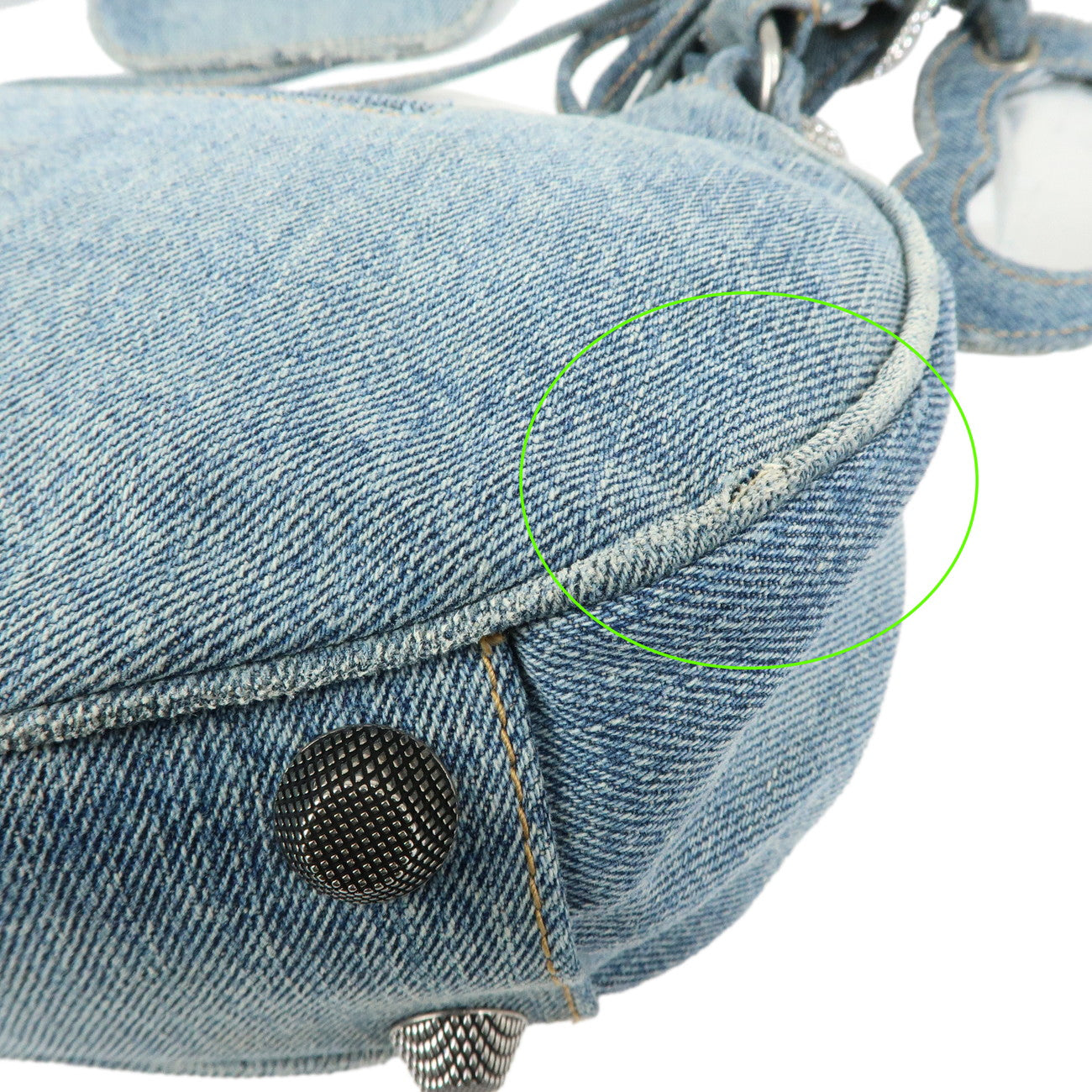 BALENCIAGA Denim Studs Shoulder Bag Hand Bag Blue 671307