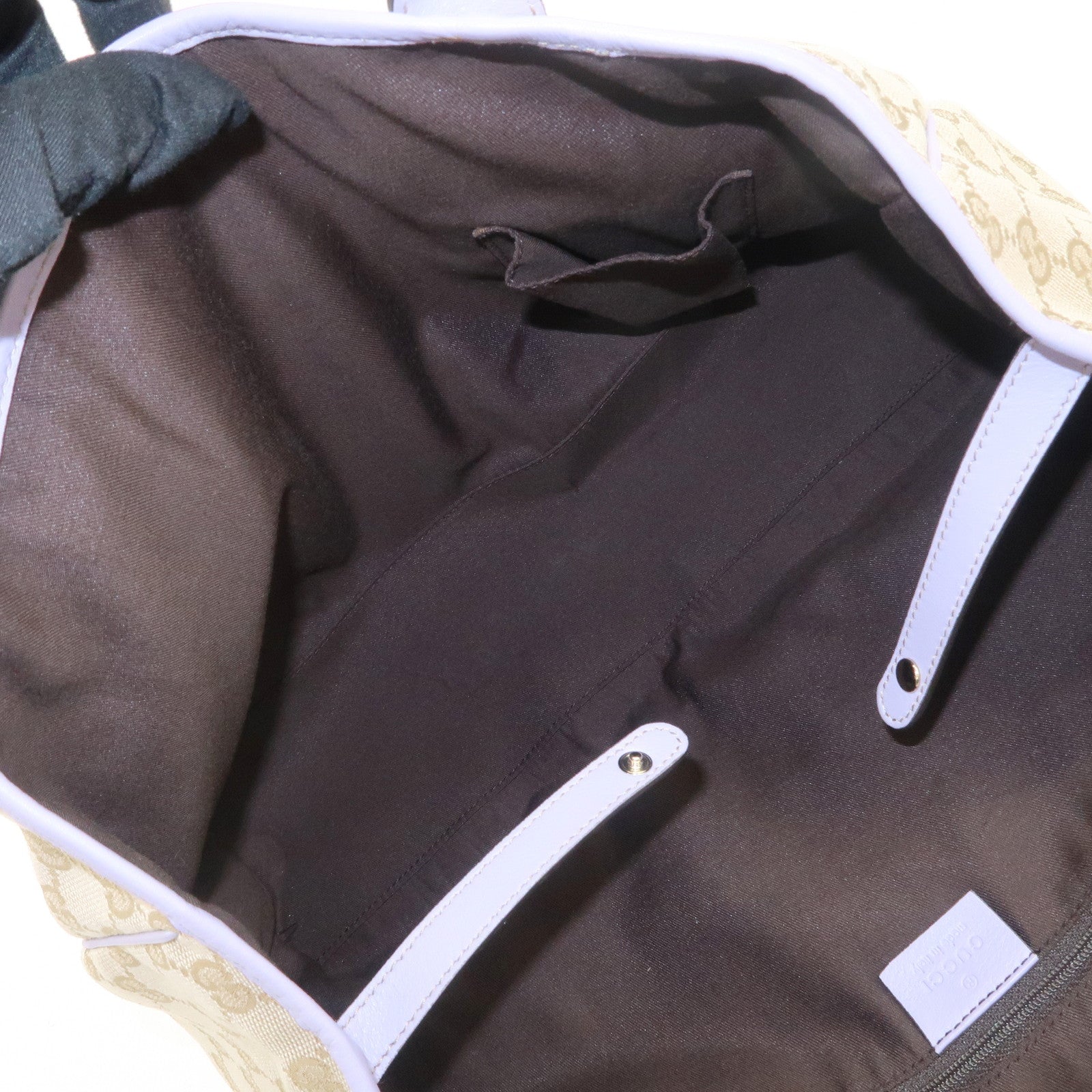 GUCCI Princy GG Canvas Leather Tote Bag Beige Light Purple 163805