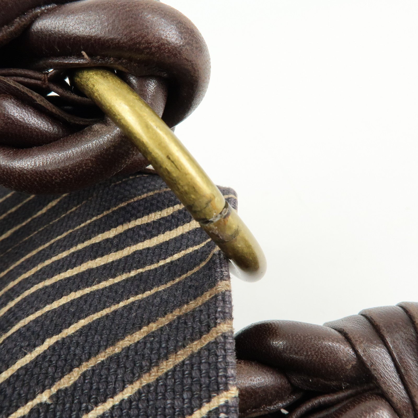 BOTTEGA VENETA Canvas Leather Tote Bag Hand Bag Brown