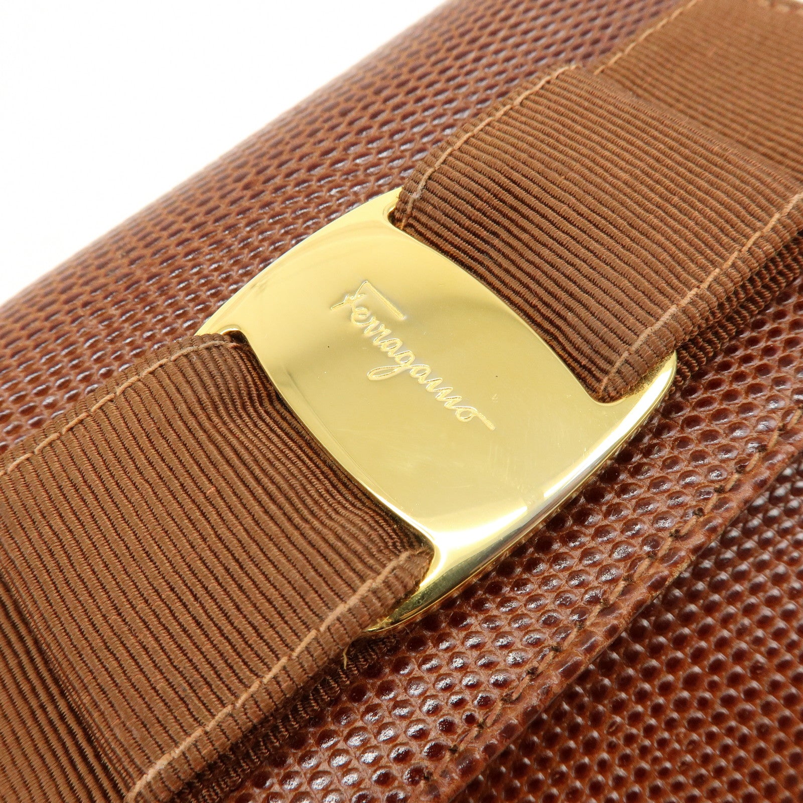 Ferragamo Vara Ribbon Embossed Leather 3Way Shoulder Waist Bag