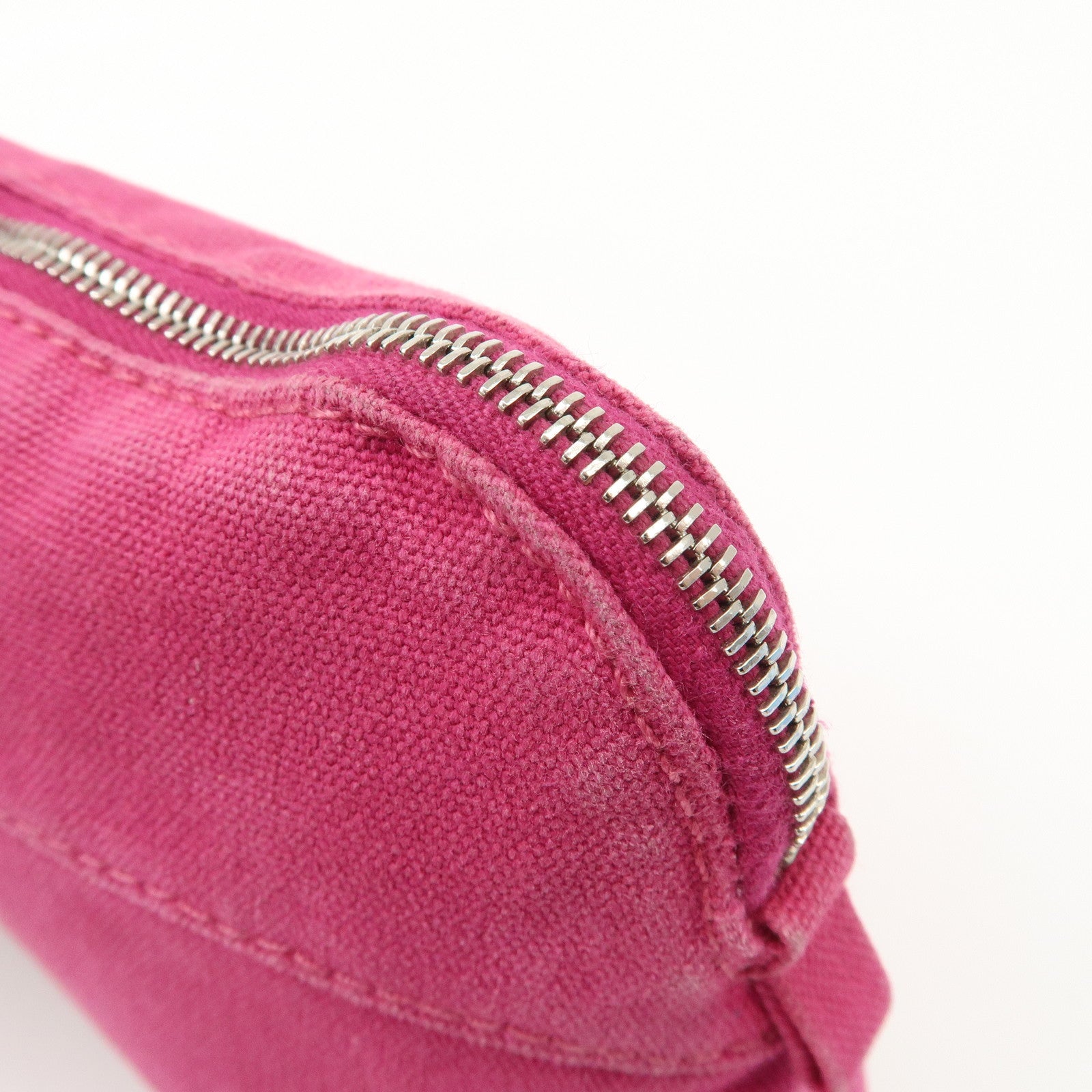 HERMES Set of 2 Leather Canvas Pouch Cosmetic Pouch Pink Blue Used