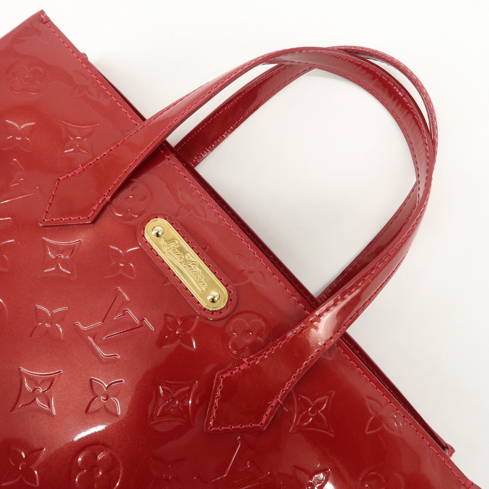 Louis Vuitton Monogram Vernis Wilshire PM Hand Bag Red M93642