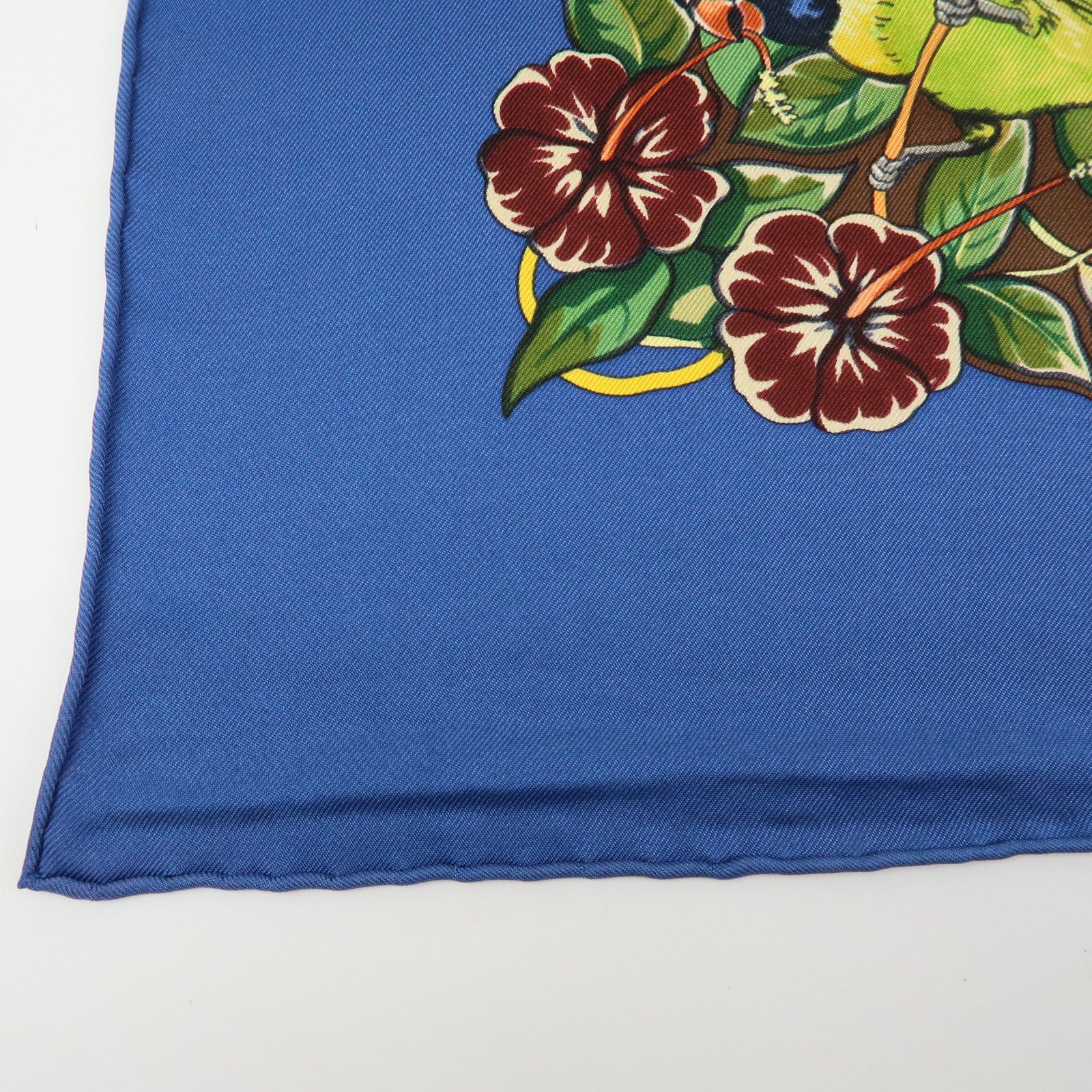 HERMES Carre 90 Silk 100% Scarf JUNGLE LOVE Navy Brown Green