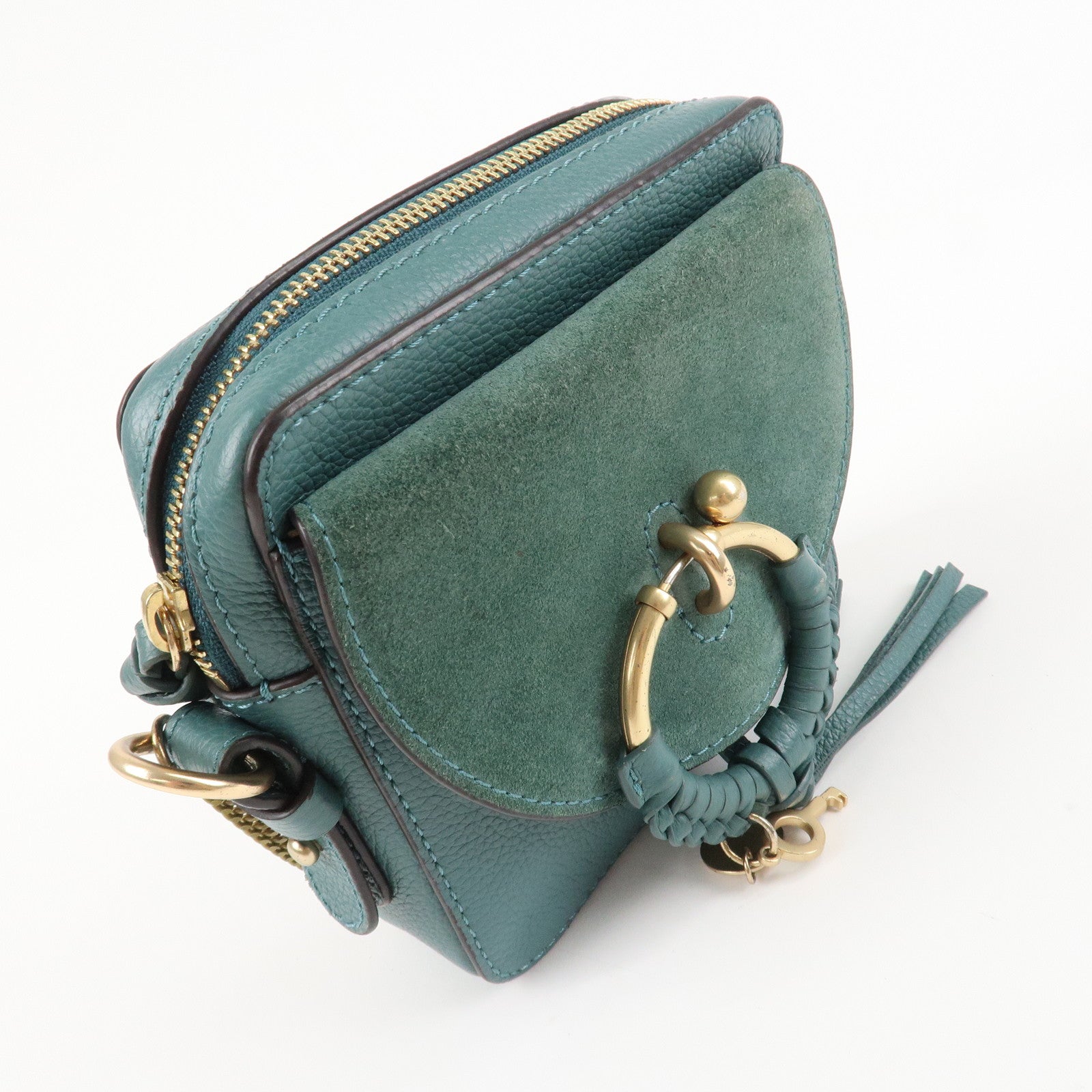 Chloe See By Chloe Joan Leather Suede Shoulder Bag Turquoise Blue Used