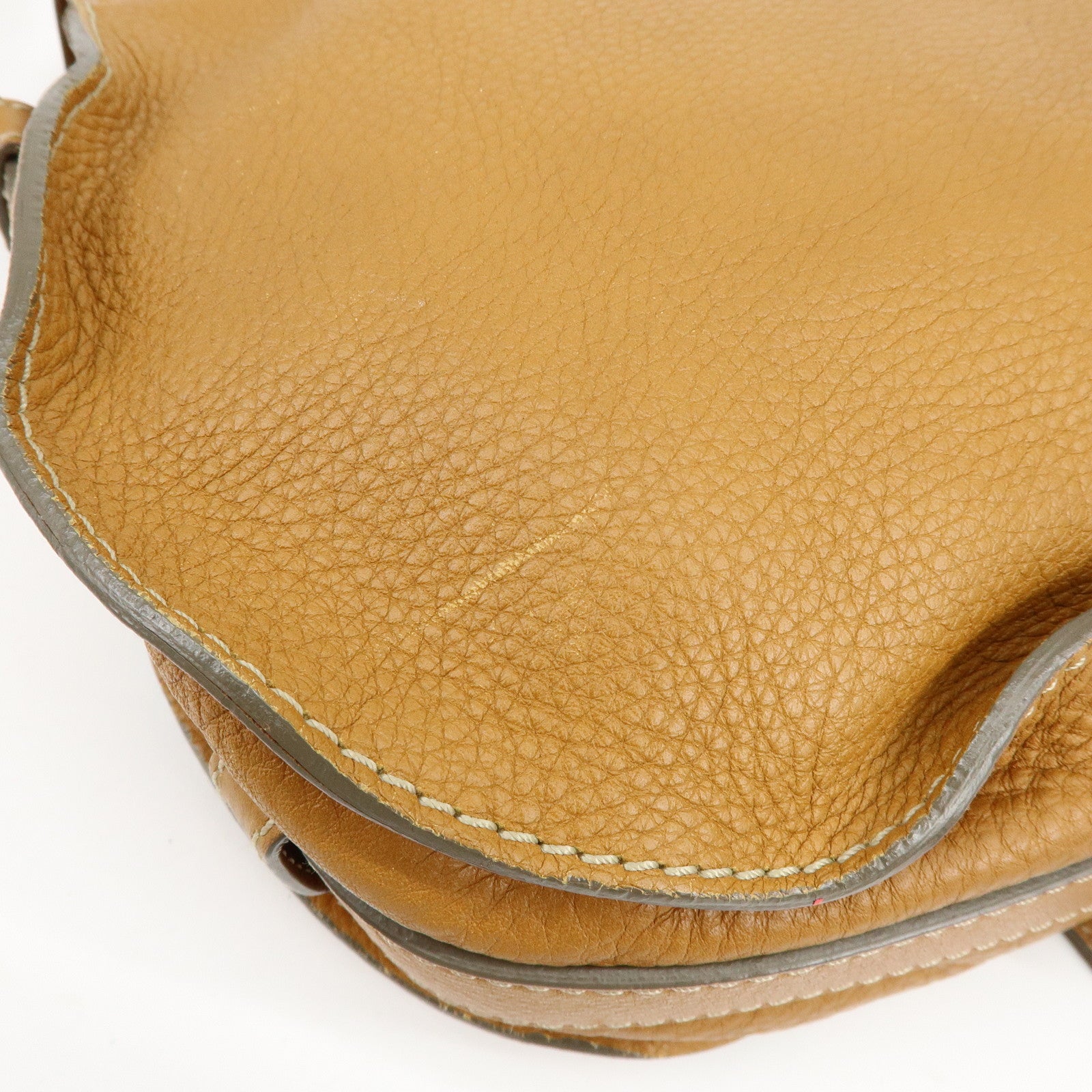 Chloe Marcie Leather Shoulder Bag Saddle Bag Crossbody Bag Brown