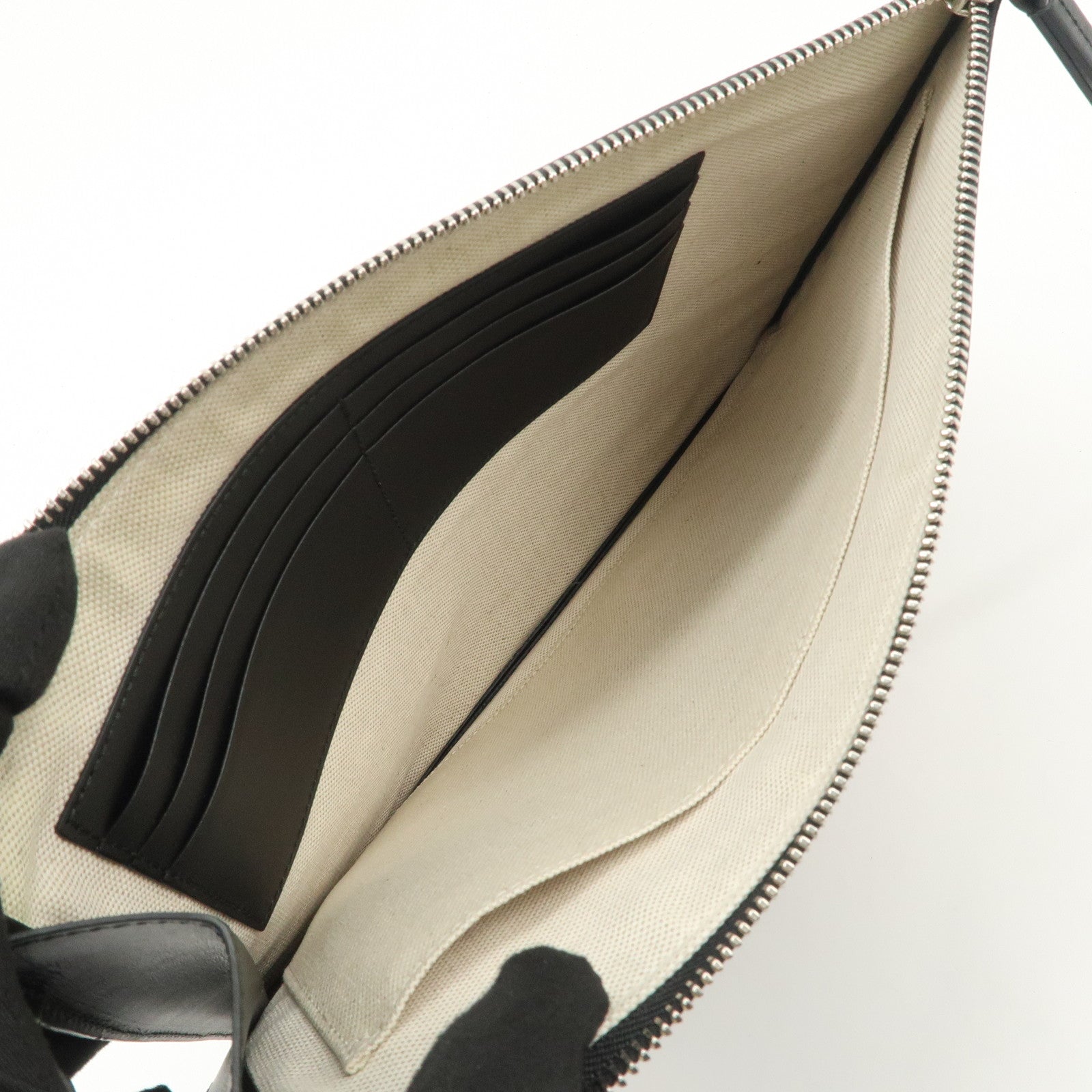 GUCCI Leather GG Supreme King Snake Clutch Bag Black Gray 473904 Used