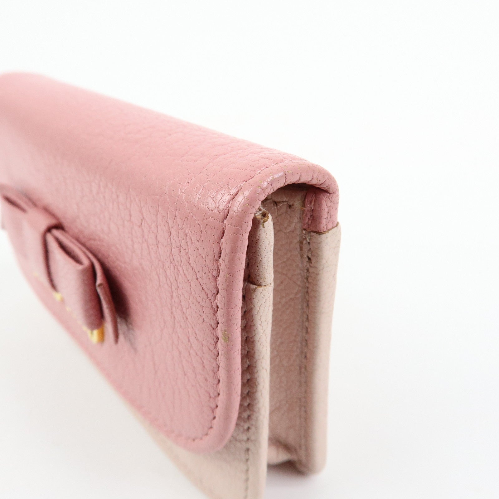 MIU MIU Ribbon Motif Madras Leather Card Case Card Holder 5M1122