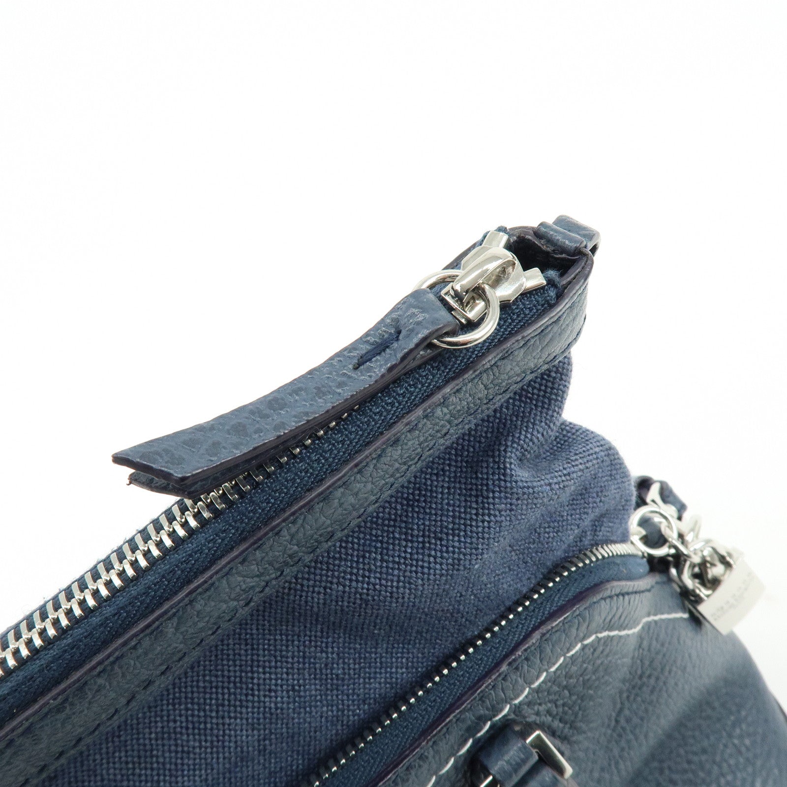 Maison Margiela 5AC Leather Canvas 2Way Bag Hand Shoulder Bag Navy