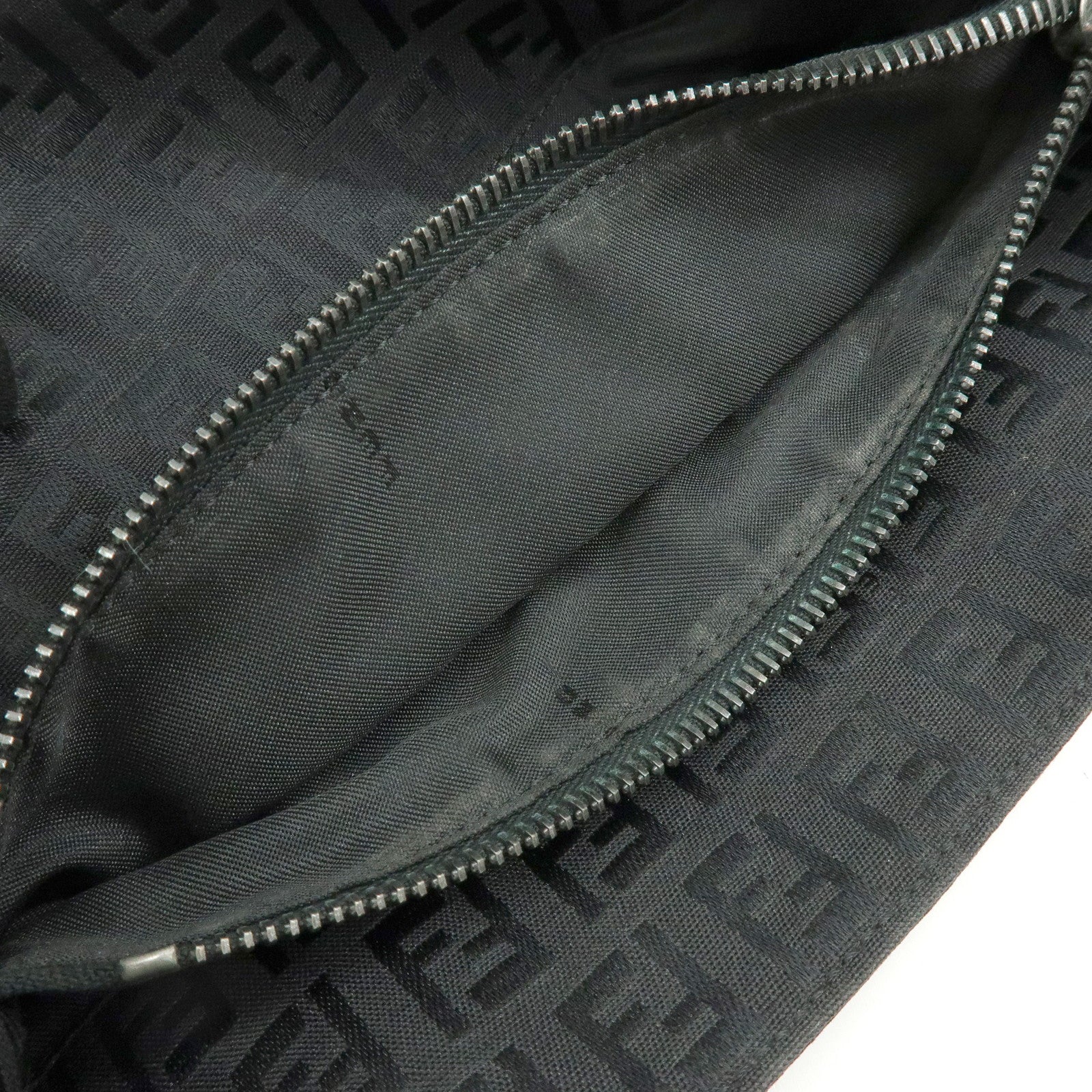 FENDI Zucchino Canvas Leather Tote Bag Hand Bag Black 8BH072