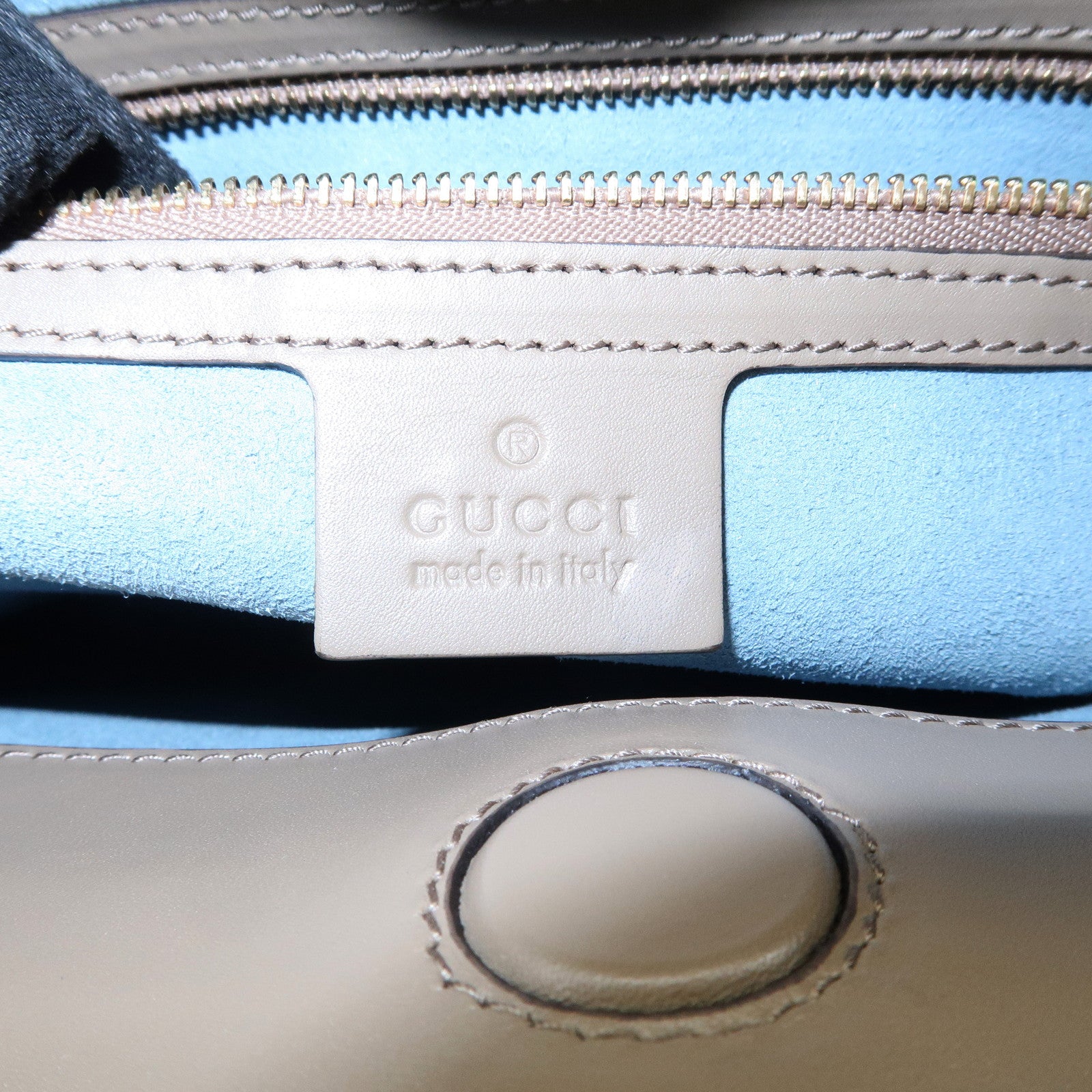 GUCCI Bamboo Nymphaea Leather 2Way Hand Shoulder Bag Gray 453764