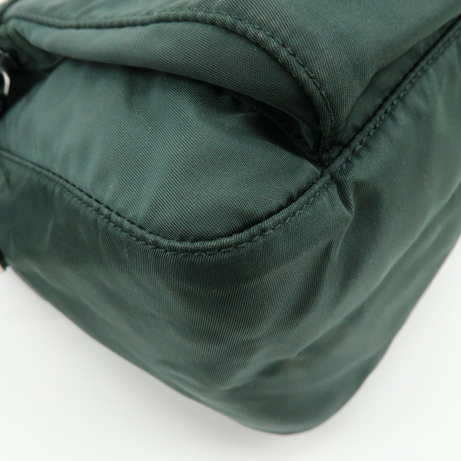 PRADA Triangle Logo Nylon Leather Shoulder Crossbody Bag Dark Brown