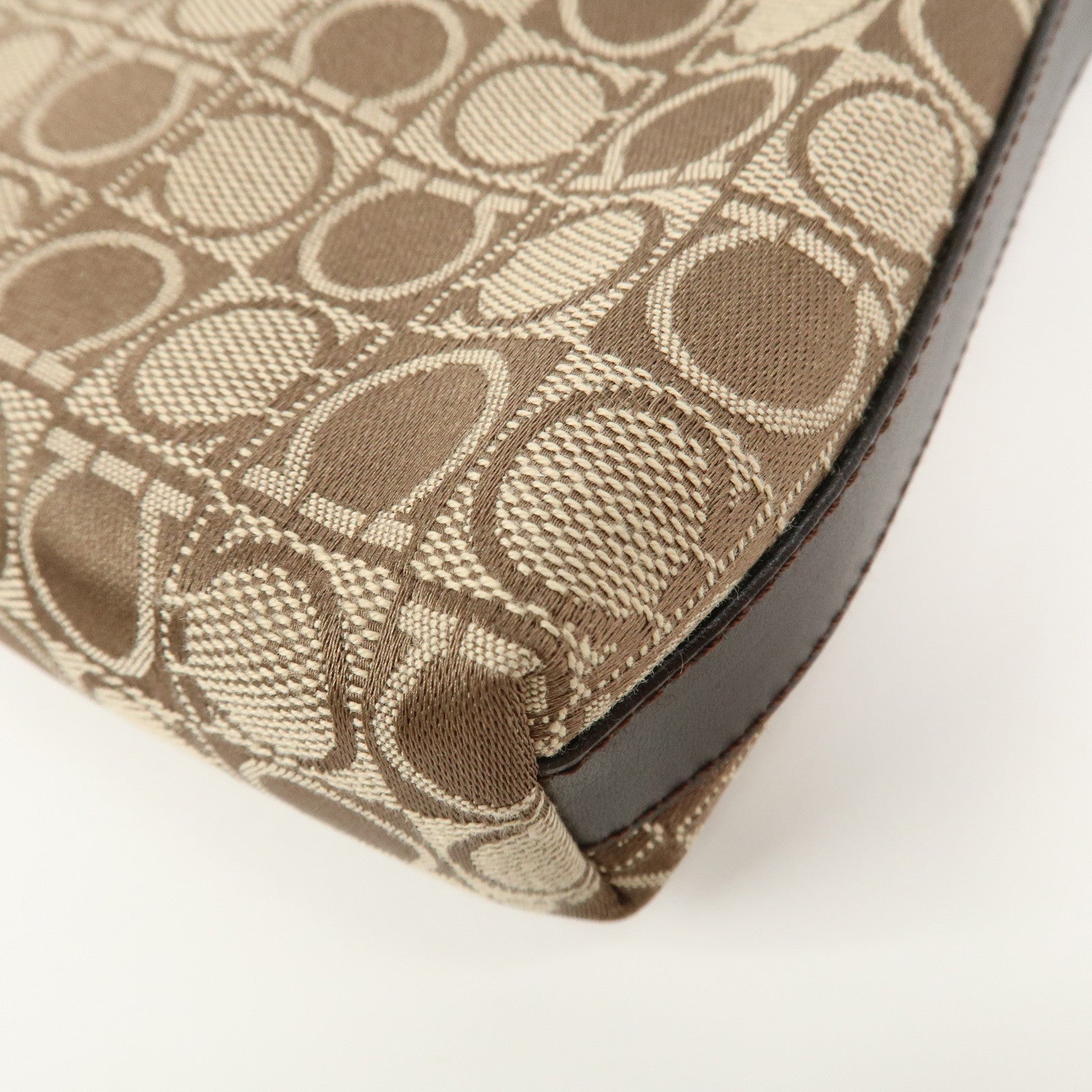 Ferragamo Gancini Canvas Leather Shoulder Bag Hand Bag Brown