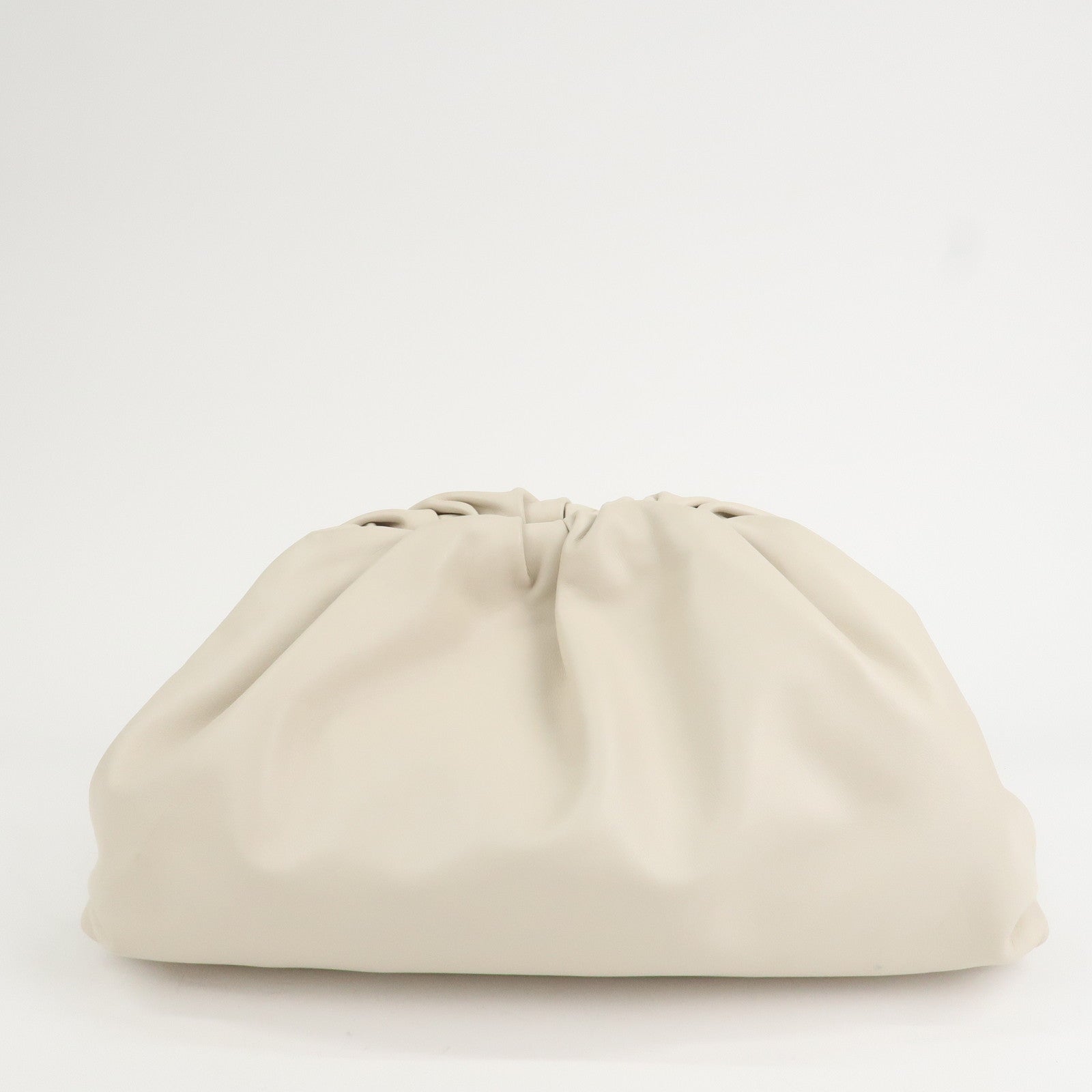 BOTTEGA VENETA Leather The Pouch Clutch Bag Hand Bag Ivory