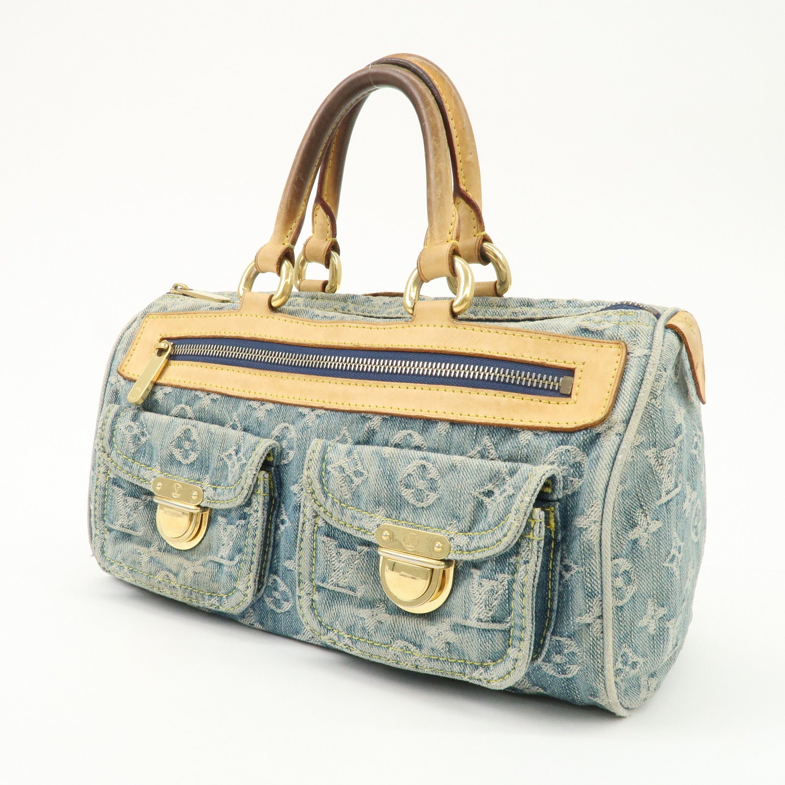 Louis Vuitton Monogram Denim Neo Speedy Boston Bag Blue M95019 Used