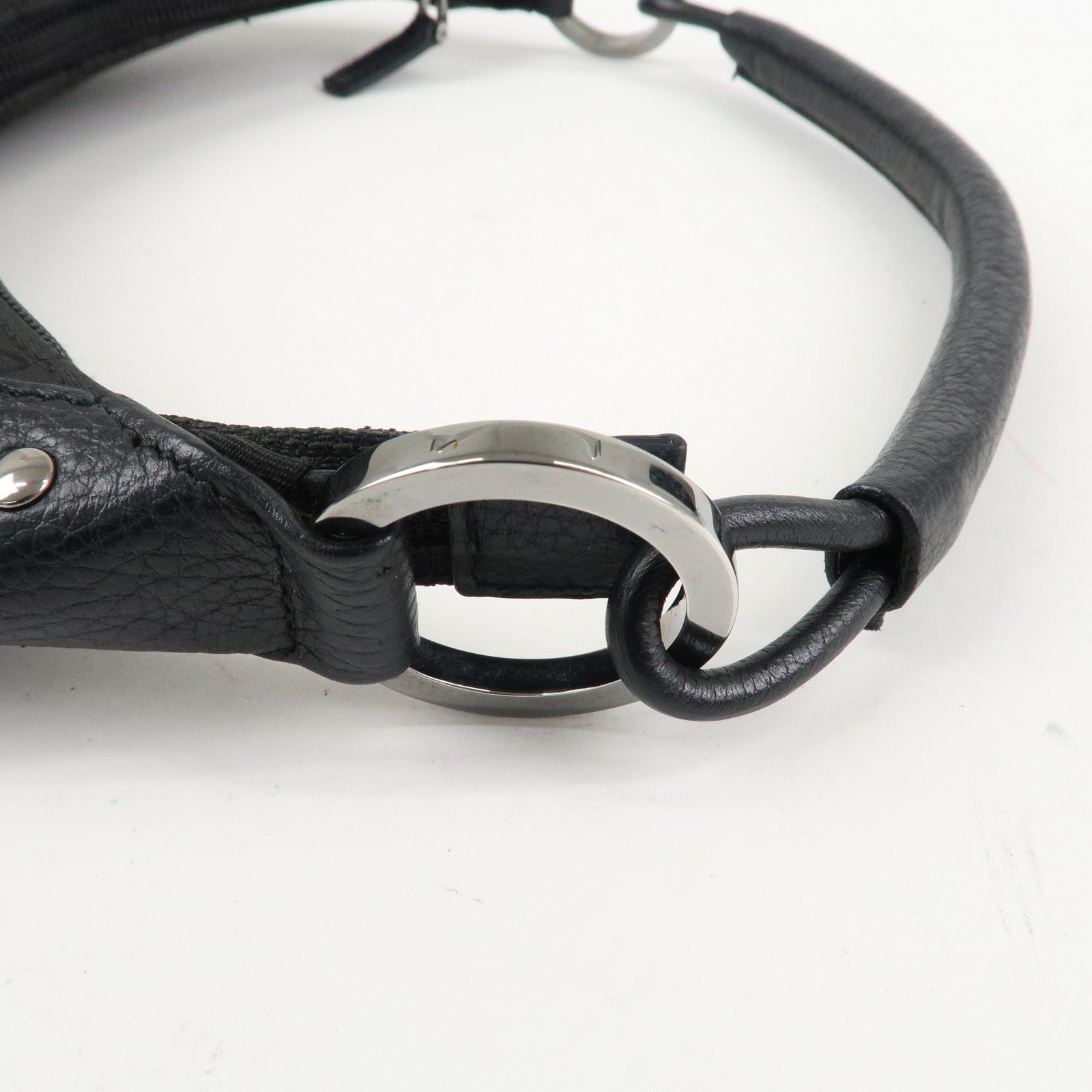 GUCCI GG Nylon Leather Shoulder Bag Hand Bag Black 179776 Used