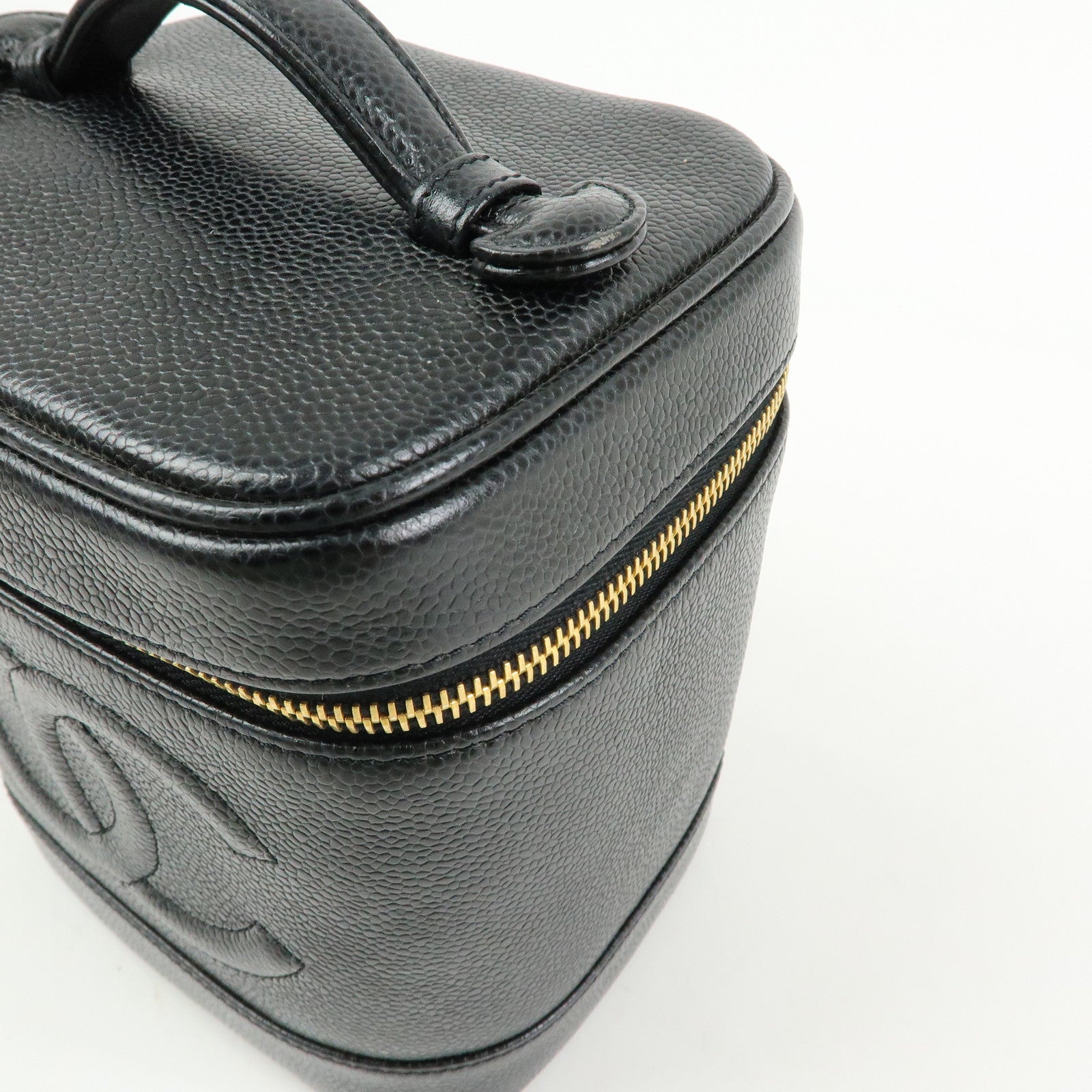 CHANEL COCO Mark Caviarskin Vanity Bag Hand Bag Black A01998