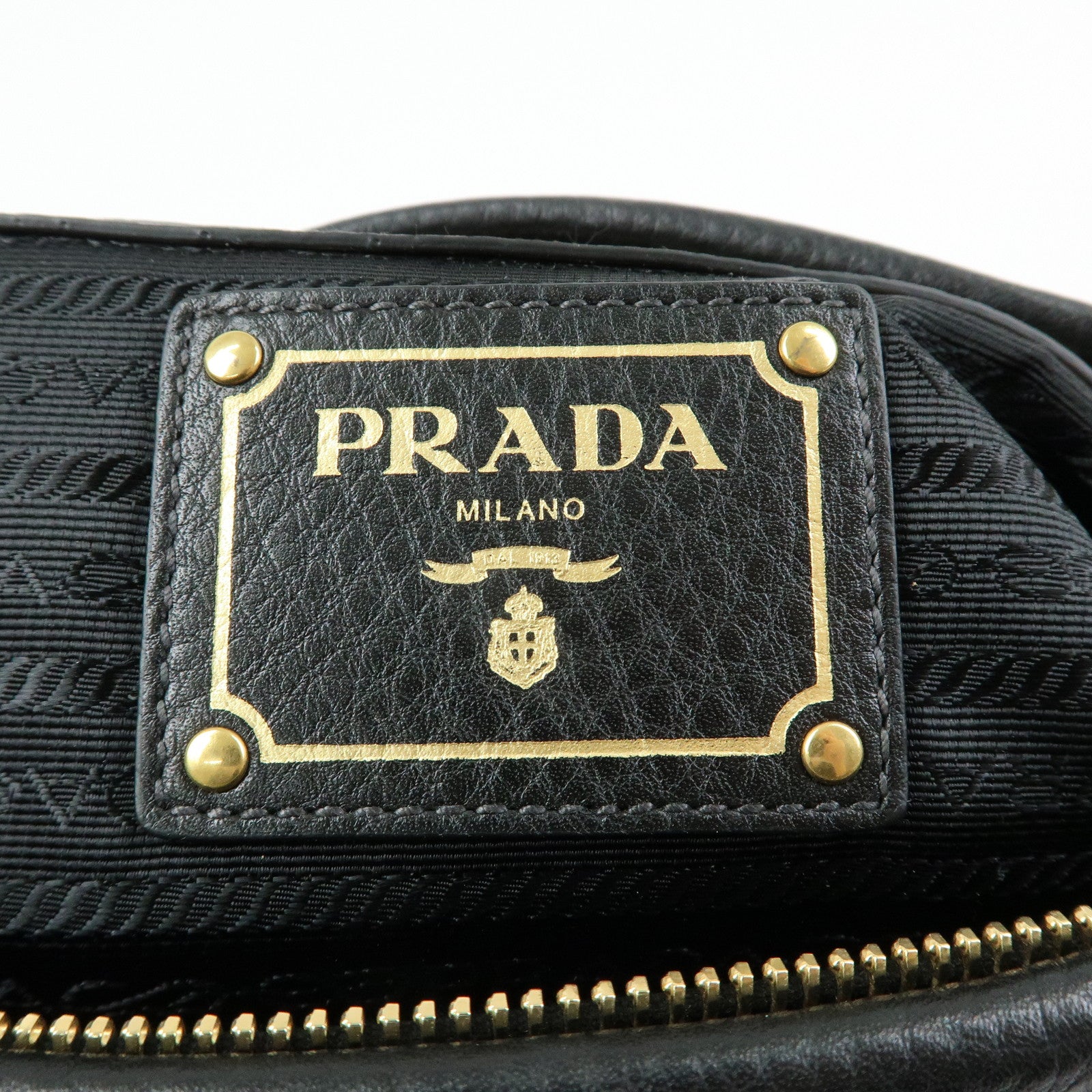 PRADA Nylon Leather 2Way Bag Hand Bag Shoulder Bag Black BT2032