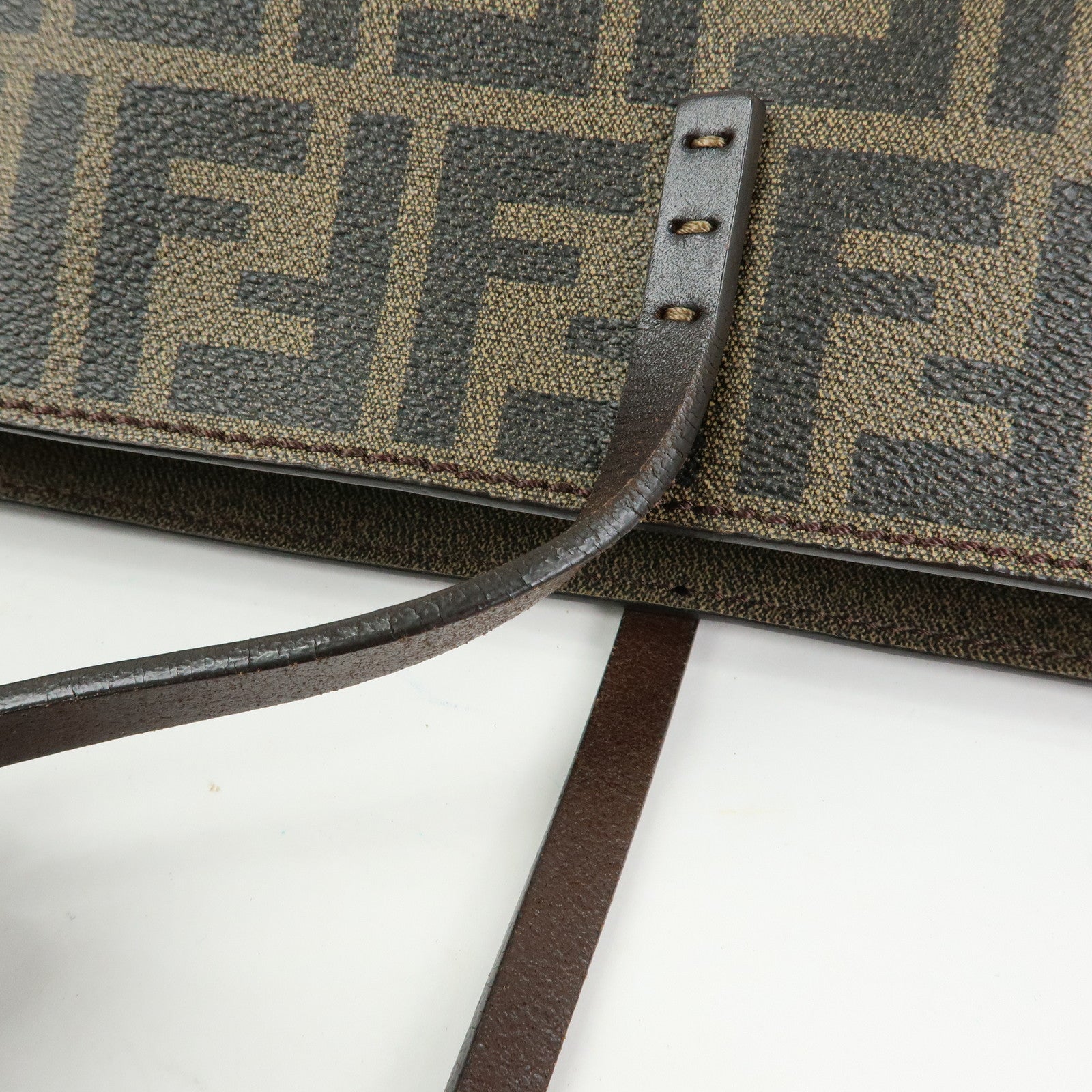 FENDI Zucca Canvas PVC Leather Tote Bag Shoulder Bag Brown 8BH185