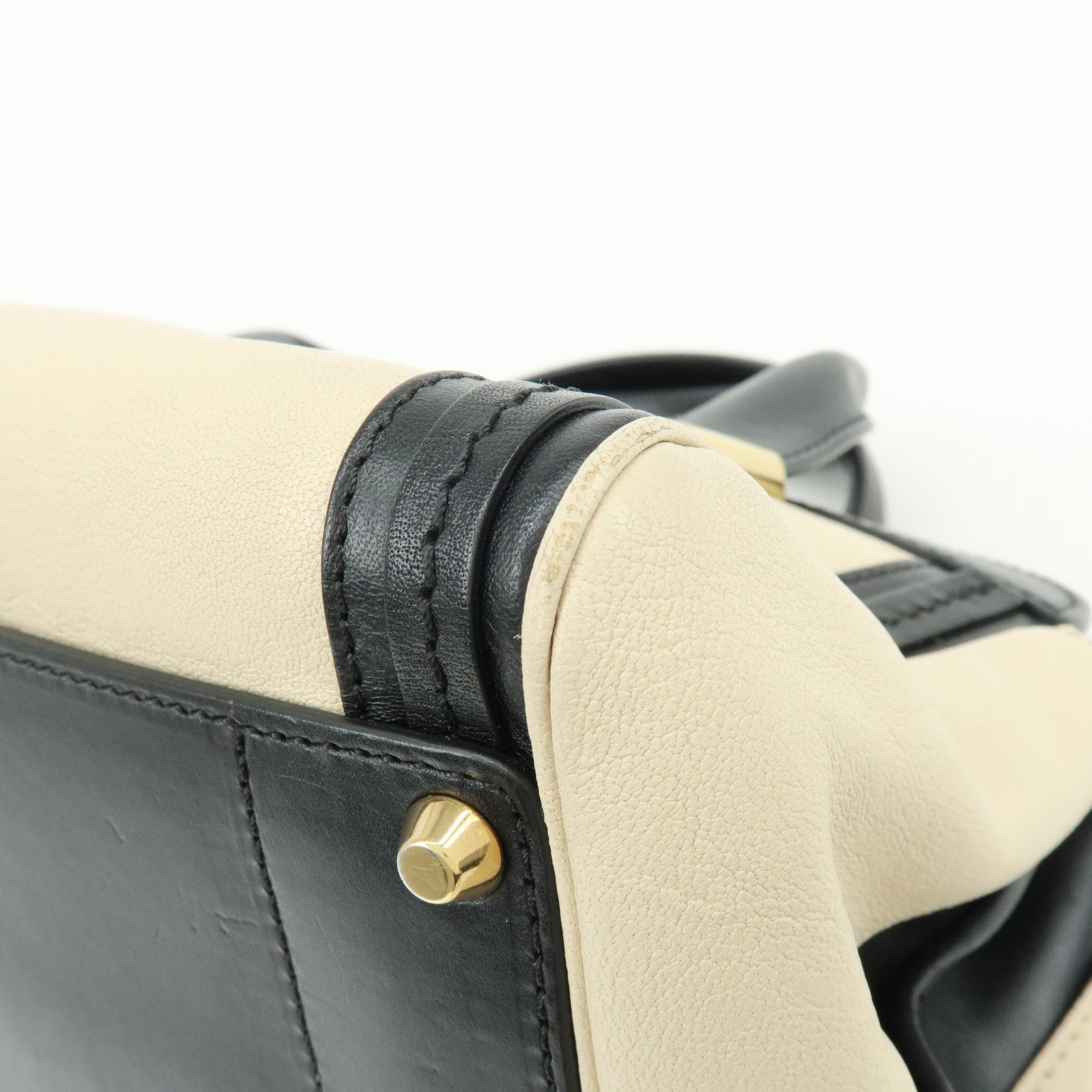 Chloe Alice Leather 2Way Bag Hand Bag Shoulder Bag Ivory Black