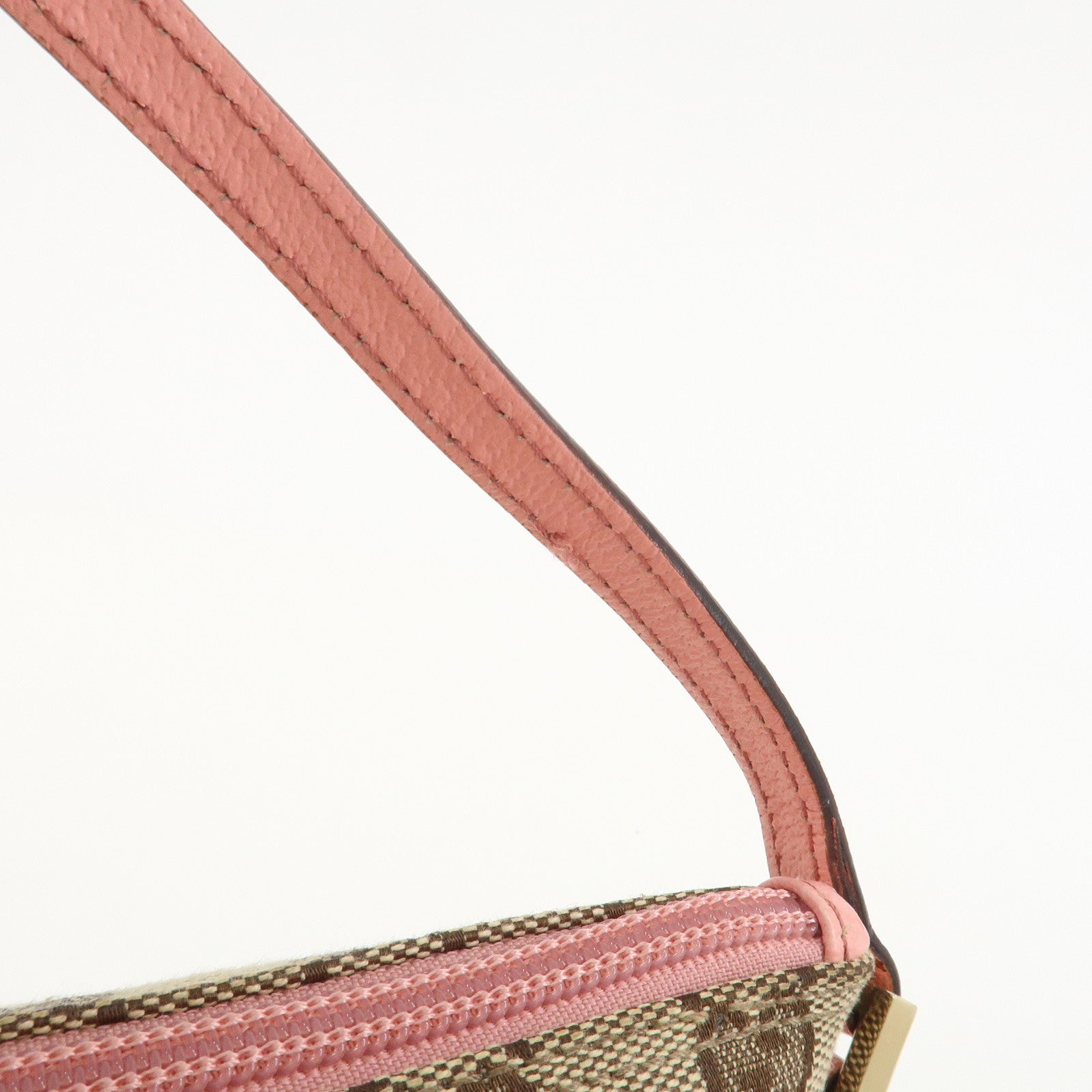 GUCCI Boat Bag GG Canvas Leather Accessory Pouch Hand Bag 07198