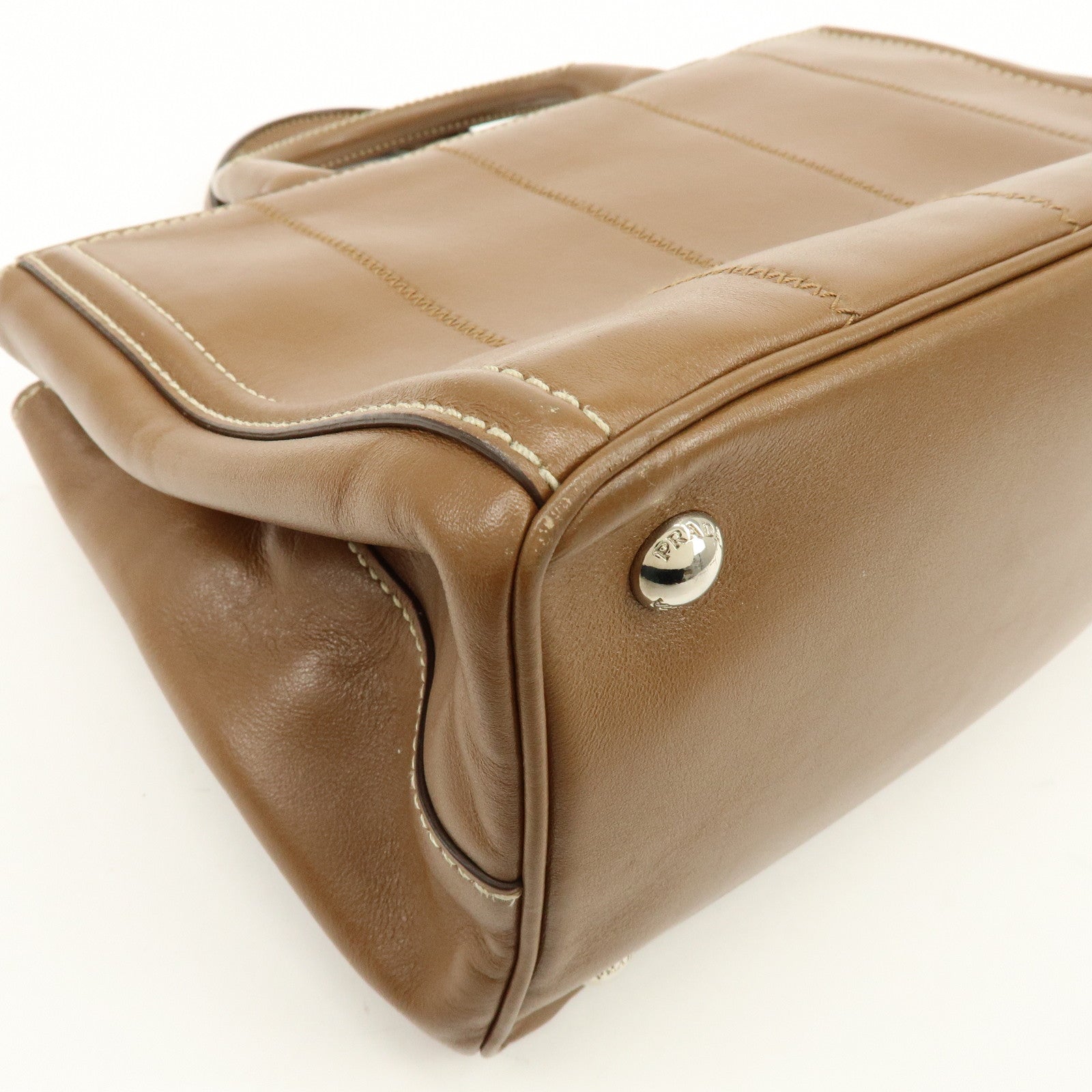 PRADA Canapa Triangle Logo 2Way Bag Shoulder Hand Bag Brown 1BG900