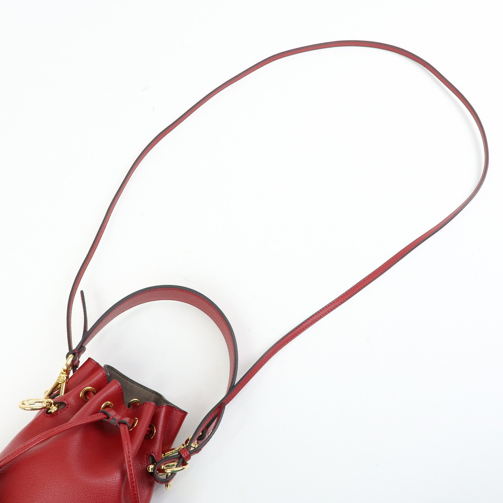 FENDI Mon Tresor Leather 2Way Bag Hand Bag Shoulder Bag Red 8BS010