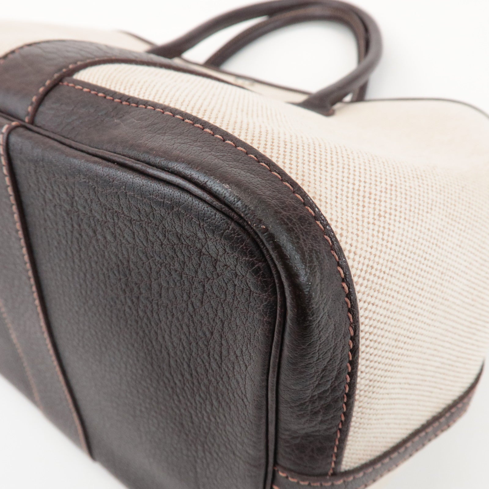 HERMES Toile Ash Garden Party PM □H Stamped Tote Bag Brown