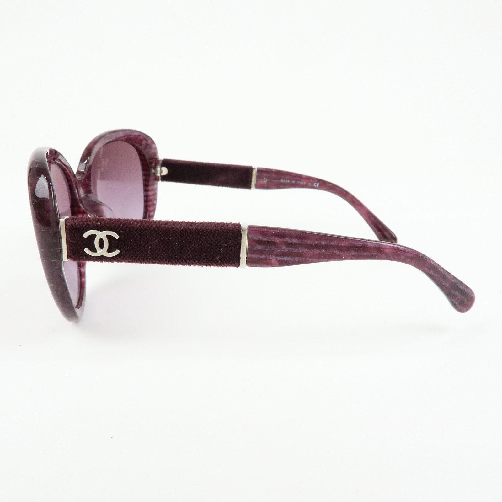 CHANEL COCO Mark Plastic Velvet Sunglasses Purple 5256-A 57□18