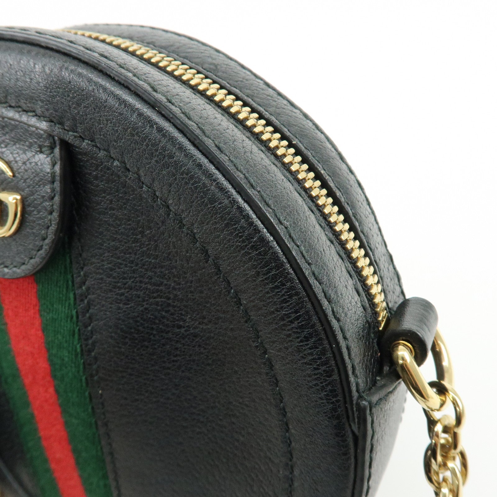 GUCCI Ophidia Sherry Calf Leather Round Chain Shoulder Bag 550618