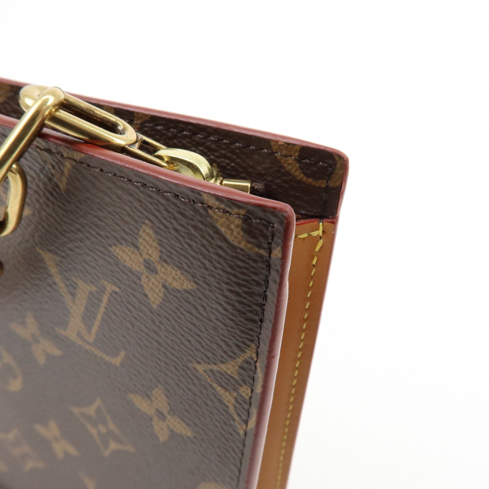 Louis Vuitton Monogram Chain Clutch Bag Pouch Brown M55646