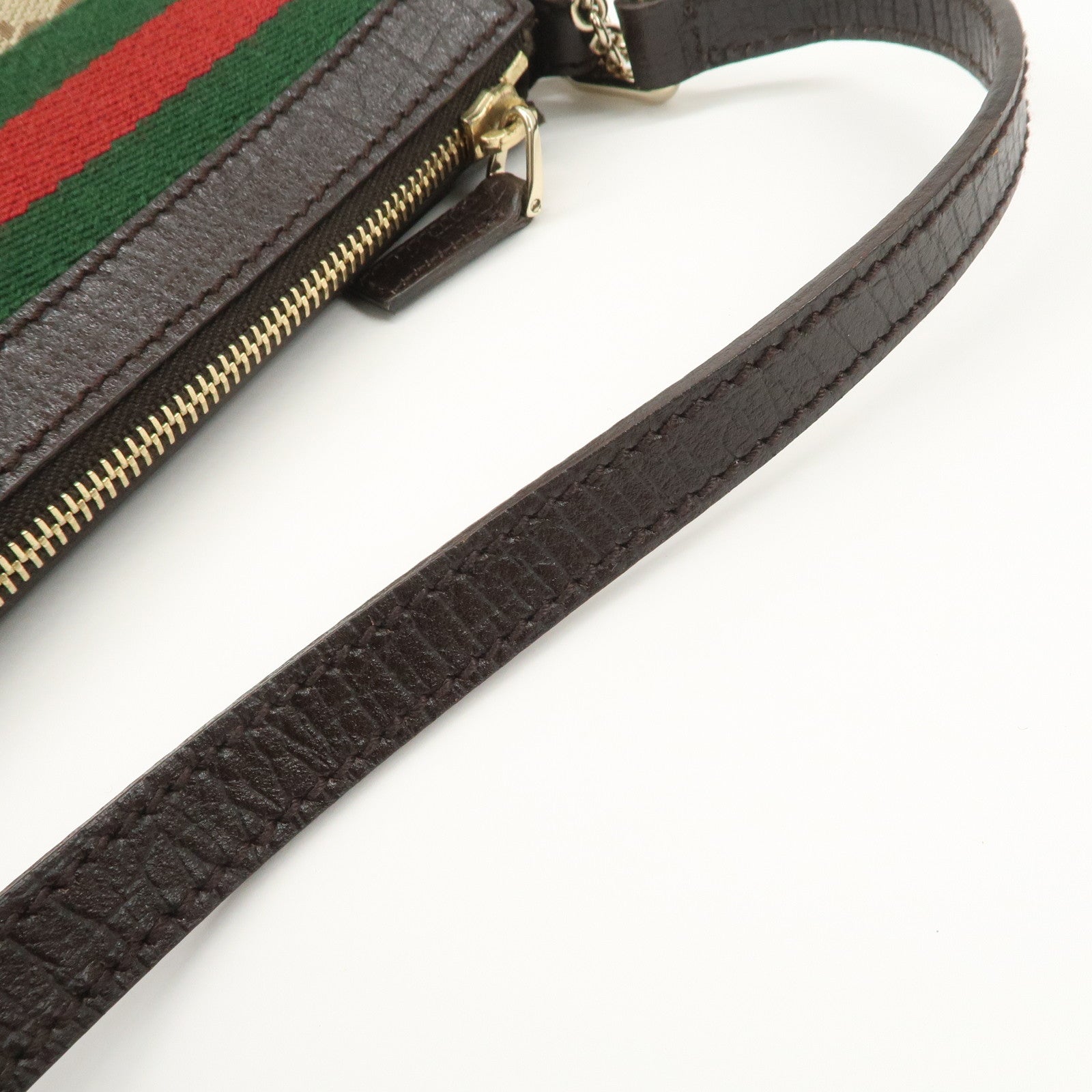 GUCCI Sherry GG Canvas Leather Hand Bag Pouch Boots Bag Charm 145970 Used