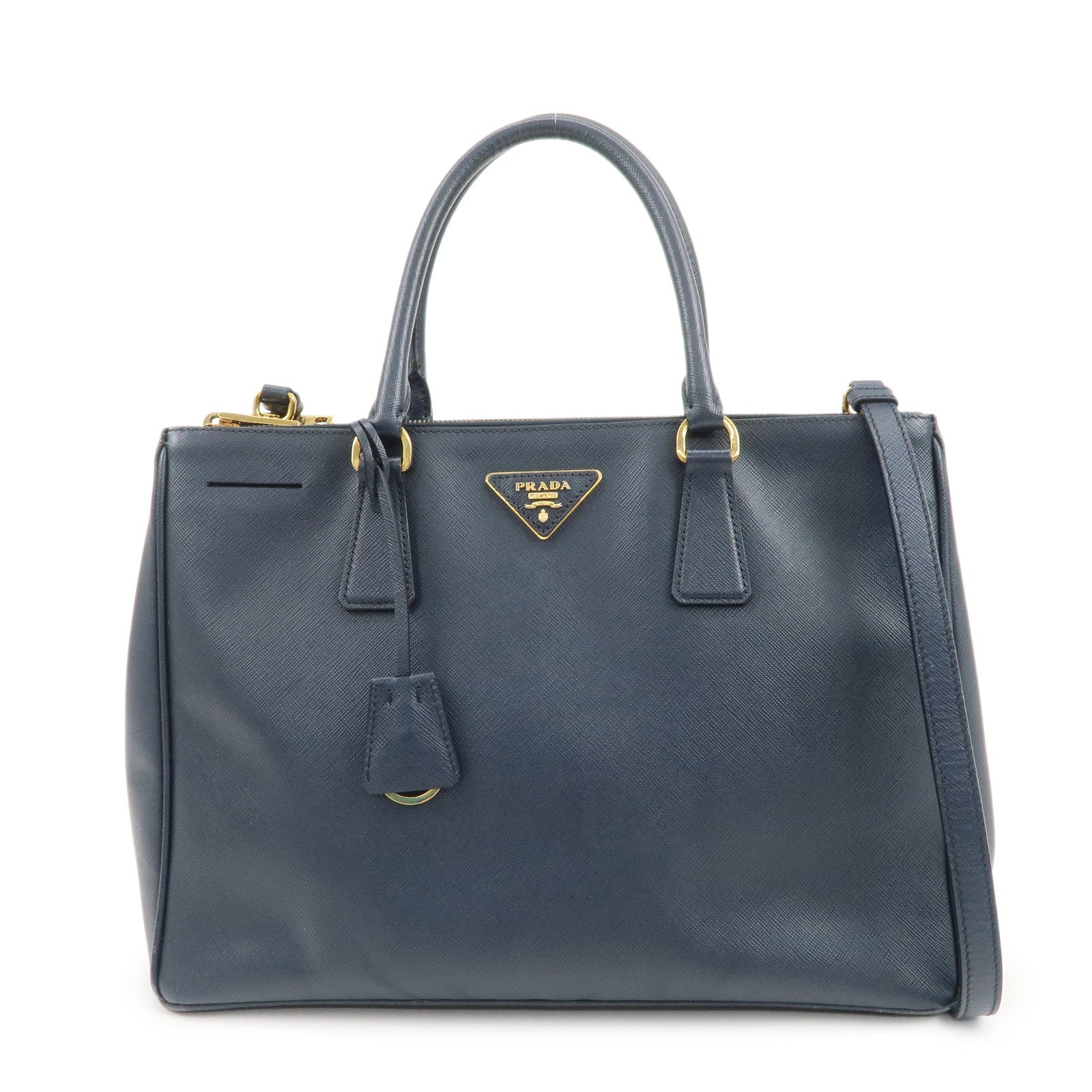 PRADA Galleria Saffiano Leather 2Way Bag Hand Bag Navy BN2274