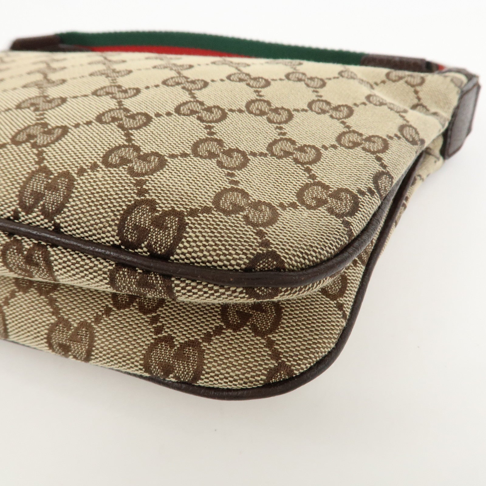 GUCCI Sherry Line GG Canvas Leather Shoulder Bag Beige 145812