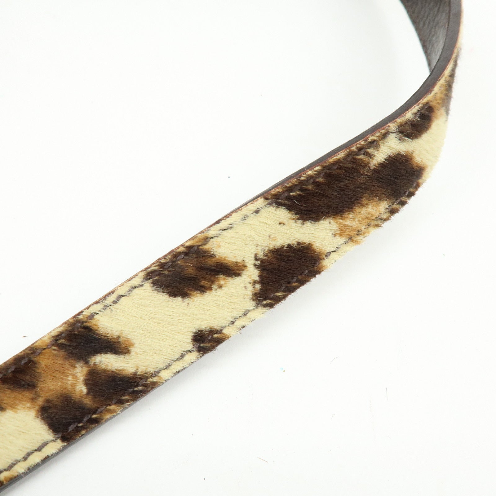 PRADA Pony Hair Leopard 2Way Boston Bag Shoulder Bag Brown BL0429
