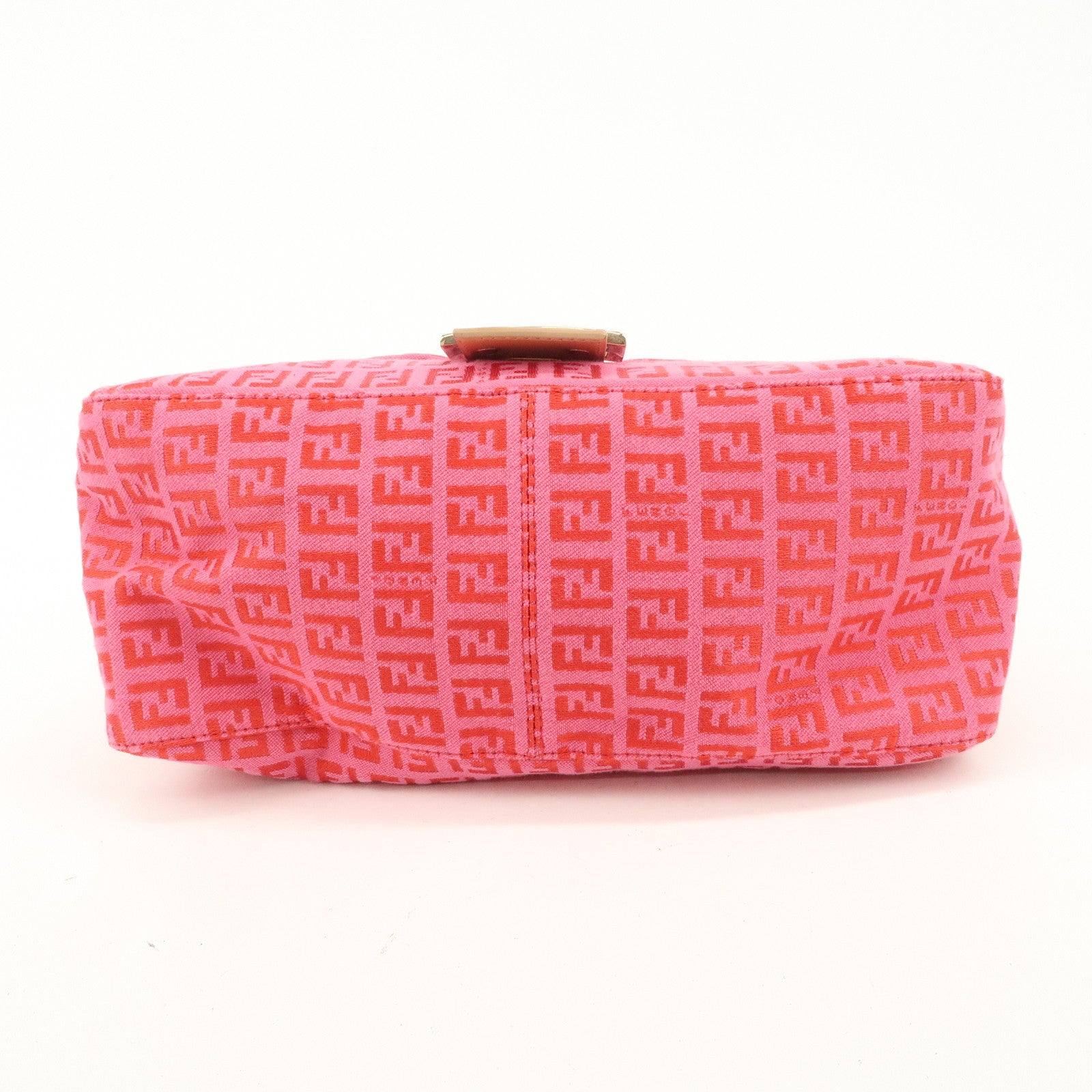 FENDI Mamma Baguette Zucchino Canvas Leather Shoulder Bag Pink