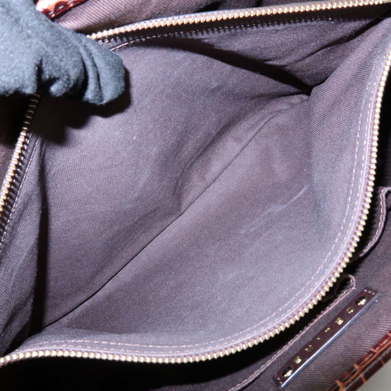 CELINE Macadam Embossed Leather Canvas Boogie Bag Hand Bag Brown