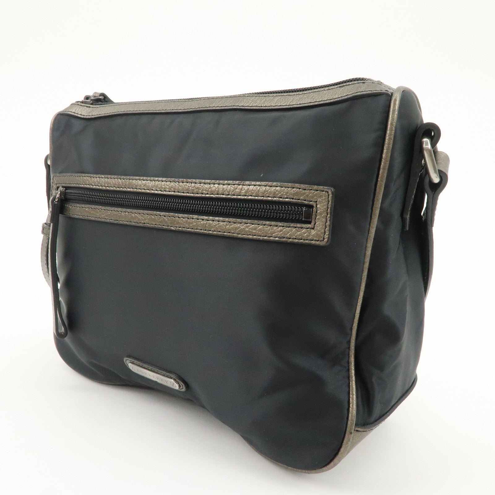 BURBERRY Nylon Leather Shoulder Bag Black Used