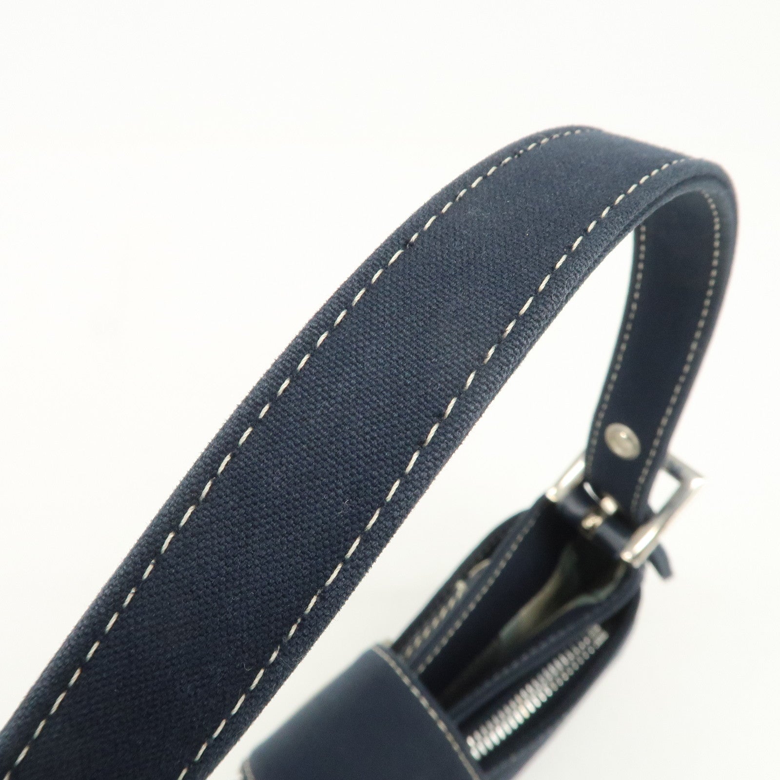 FENDI Logo Canvas Shoulder Bag Hand Bag Dark Navy