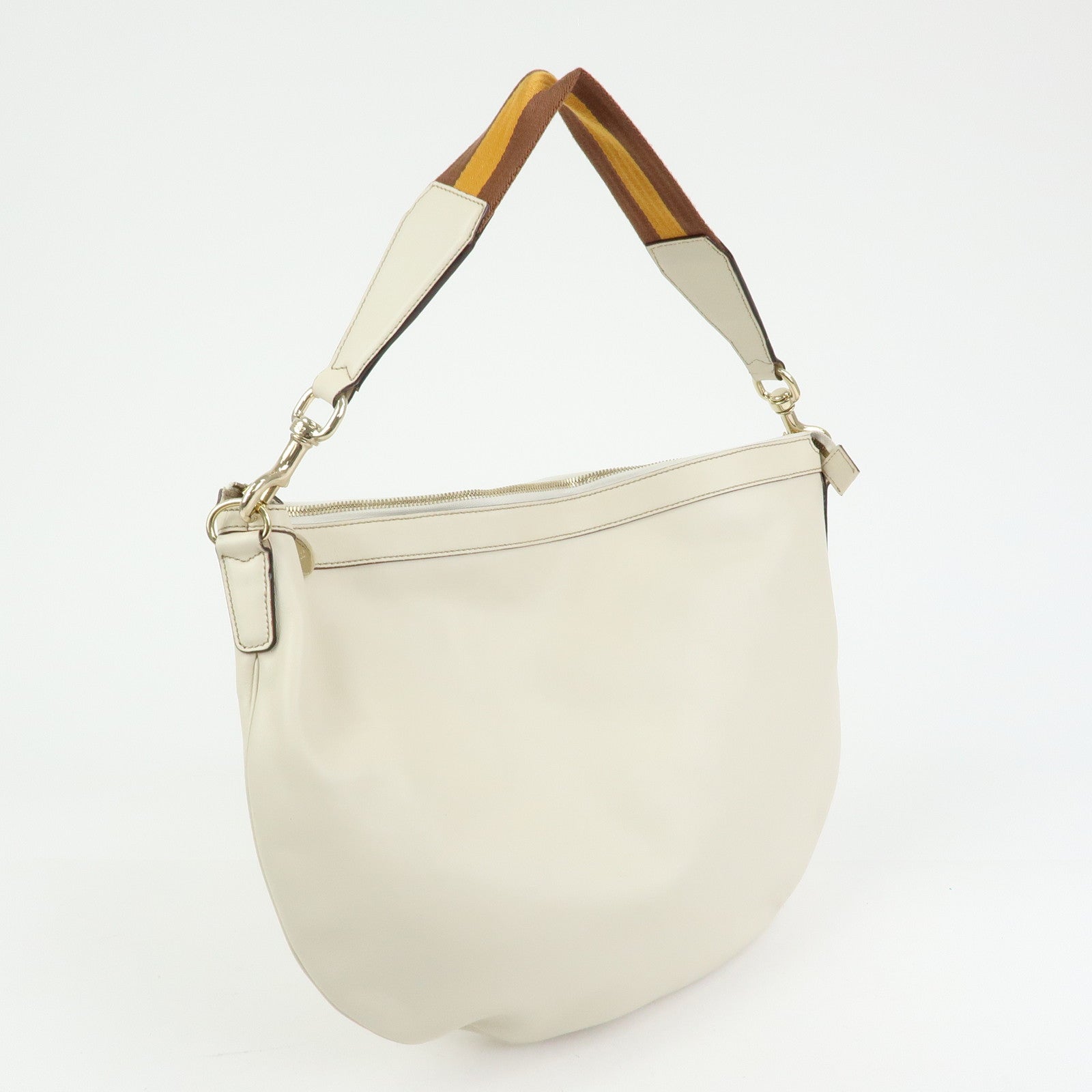 GUCCI Sherry Leather Shoulder Bag Hand Bag Ivory 154401