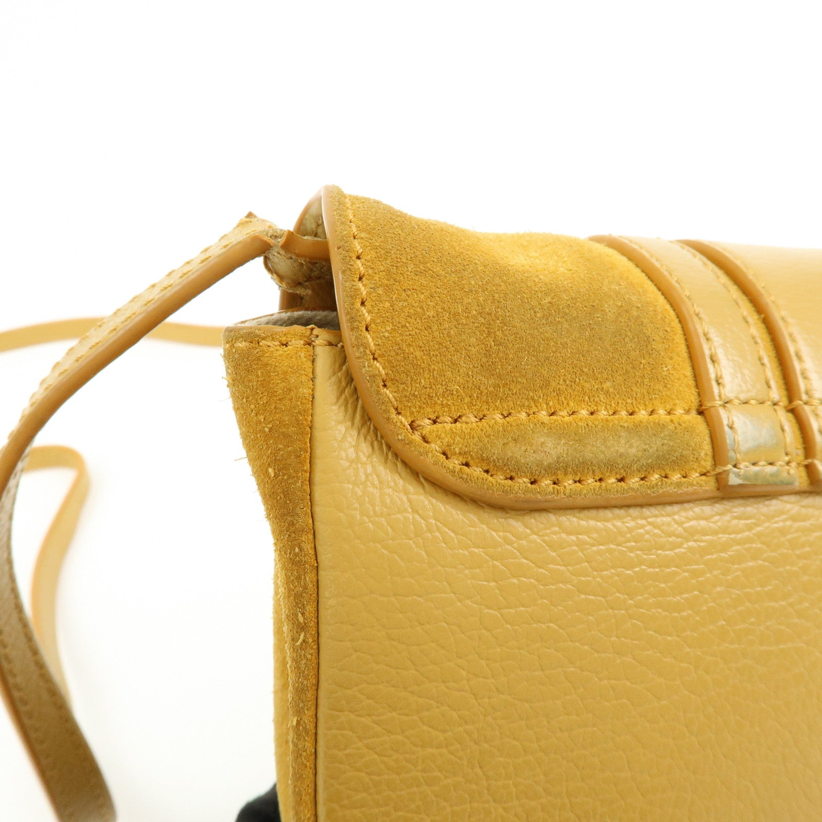 Chloe See by Chloe Suede Joan Leather Shoulder Bag Mustard