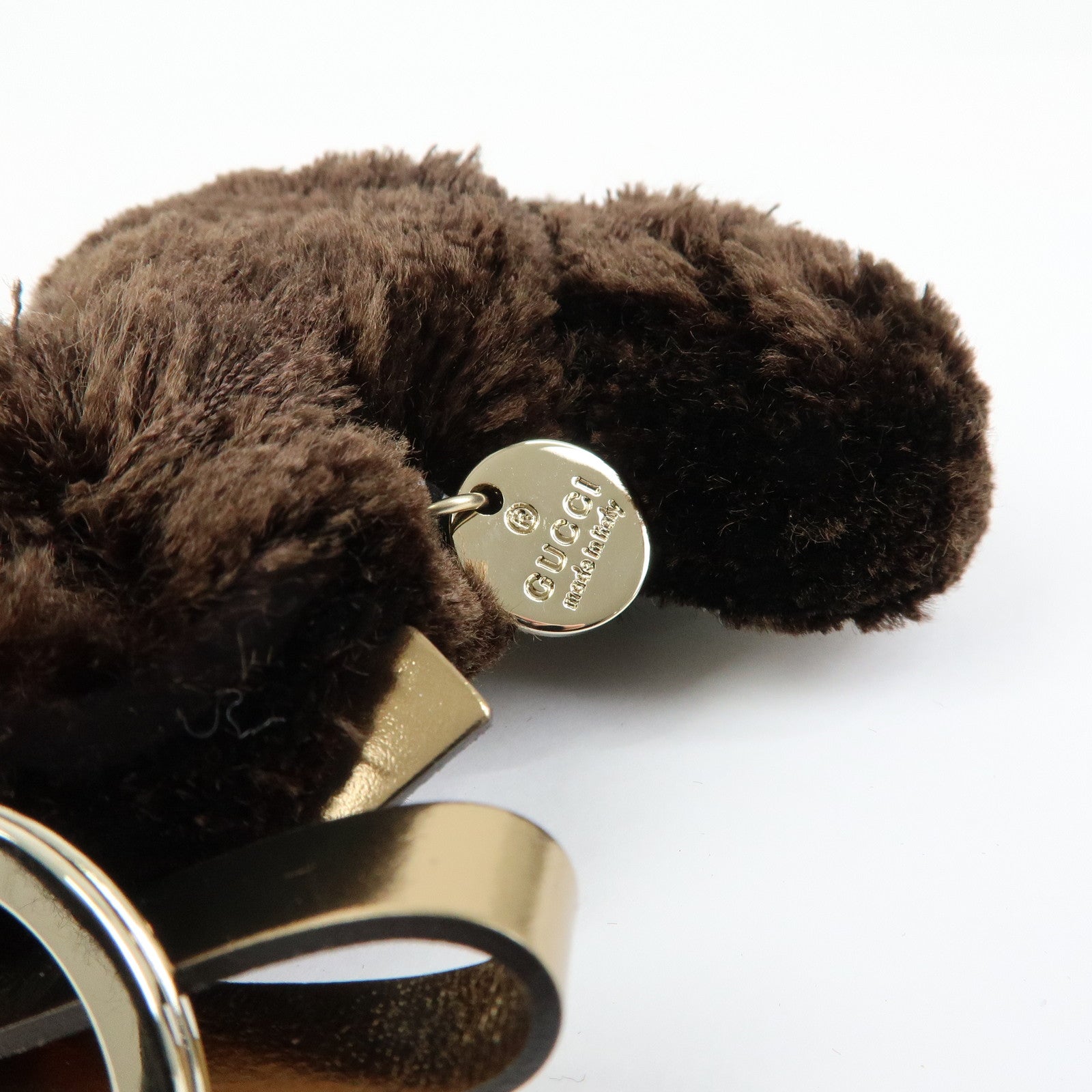GUCCI Gucciori GG Supreme Leather Lulu Toy Poodle Bag Charm Brown