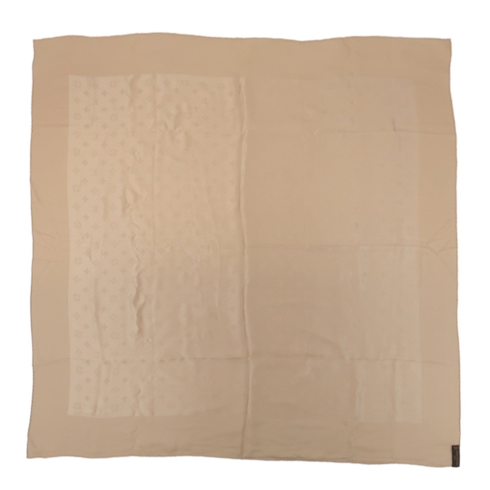 Louis Vuitton Monogram Carré Monaco Silk 100% Scarf Beige M71146